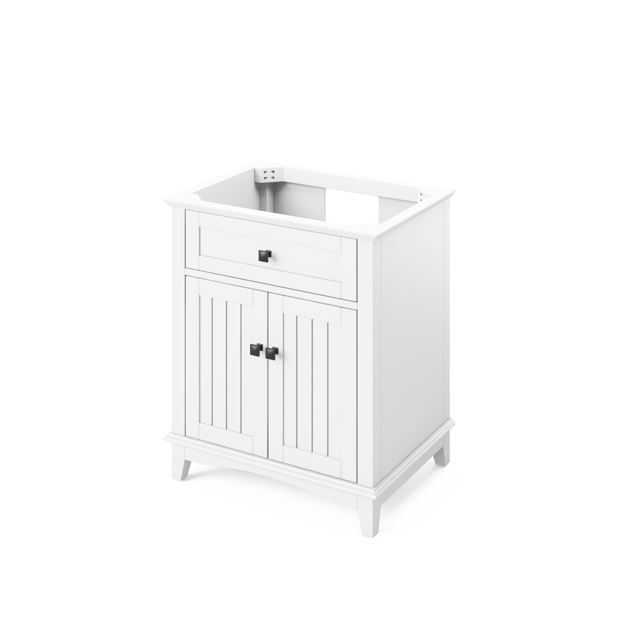 30" White Savino Vanity, Steel Grey Cultured Marble Vanity Top, undermount rectangle bowl | KitchBath