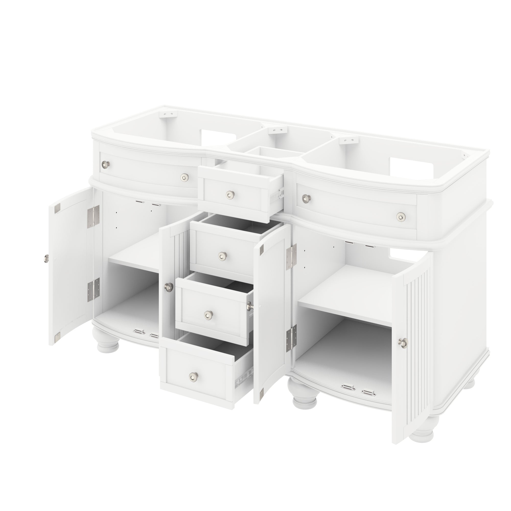 60" White Compton Vanity, double bowl | KitchBath