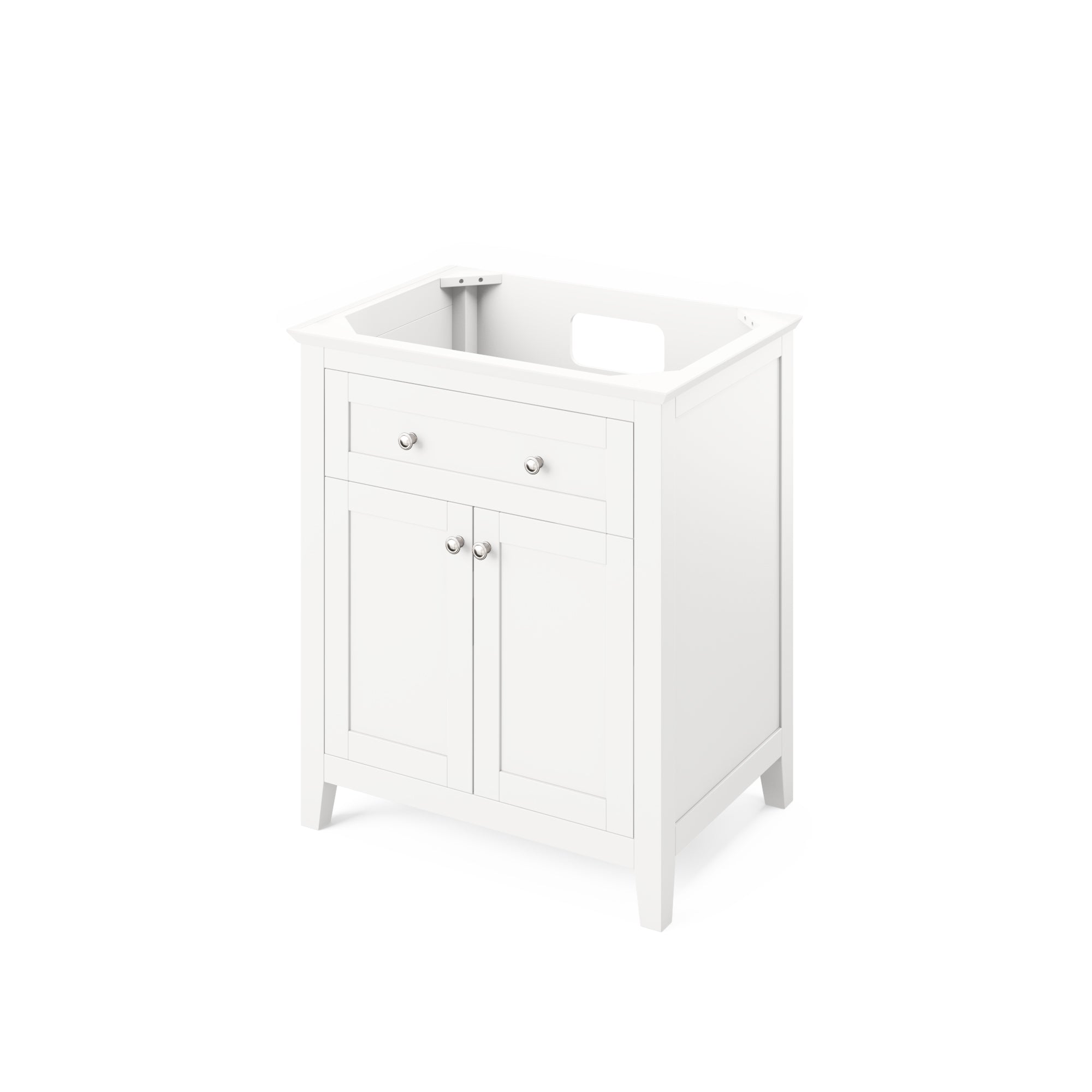 30" White Chatham Vanity, Black Granite Vanity Top, undermount rectangle bowl | KitchBath
