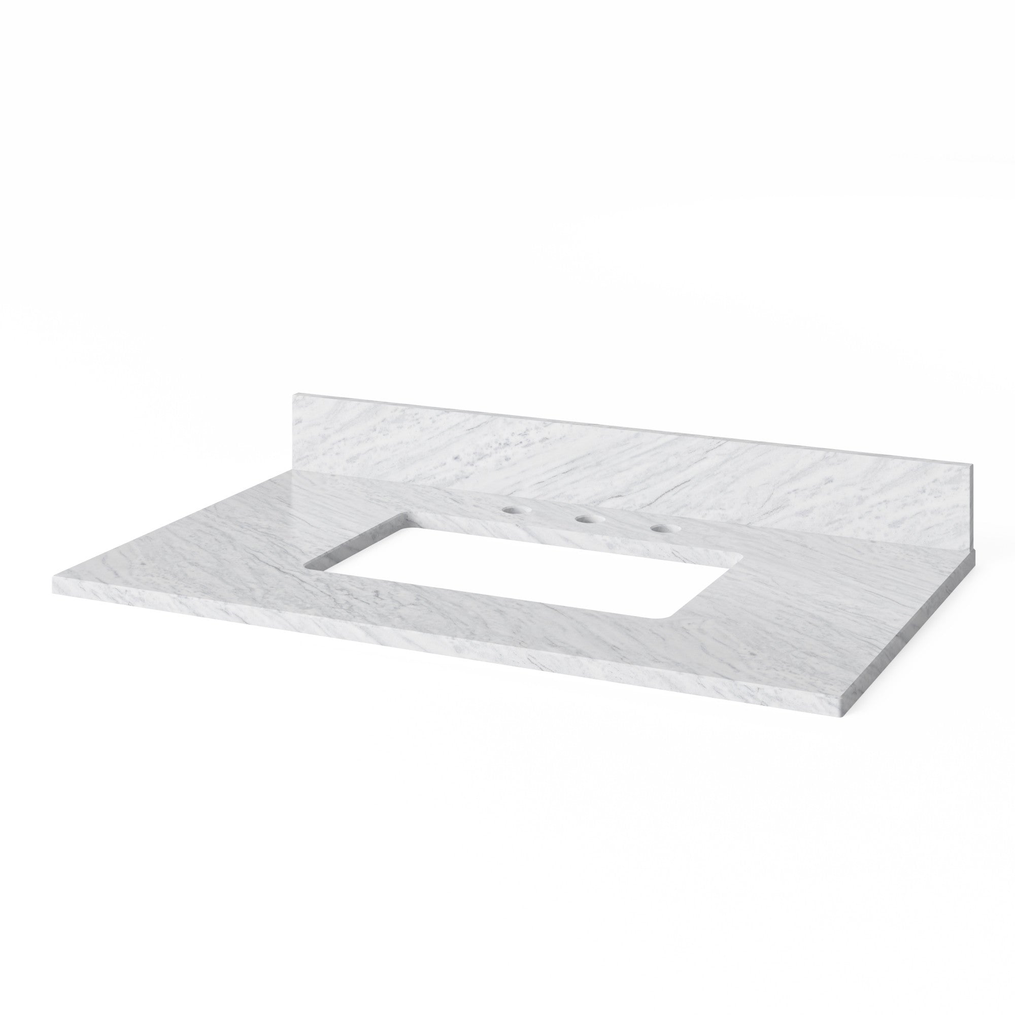 36" Hale Blue Wavecrest Vanity, White Carrara Marble Vanity Top, undermount rectangle bowl | KitchBath