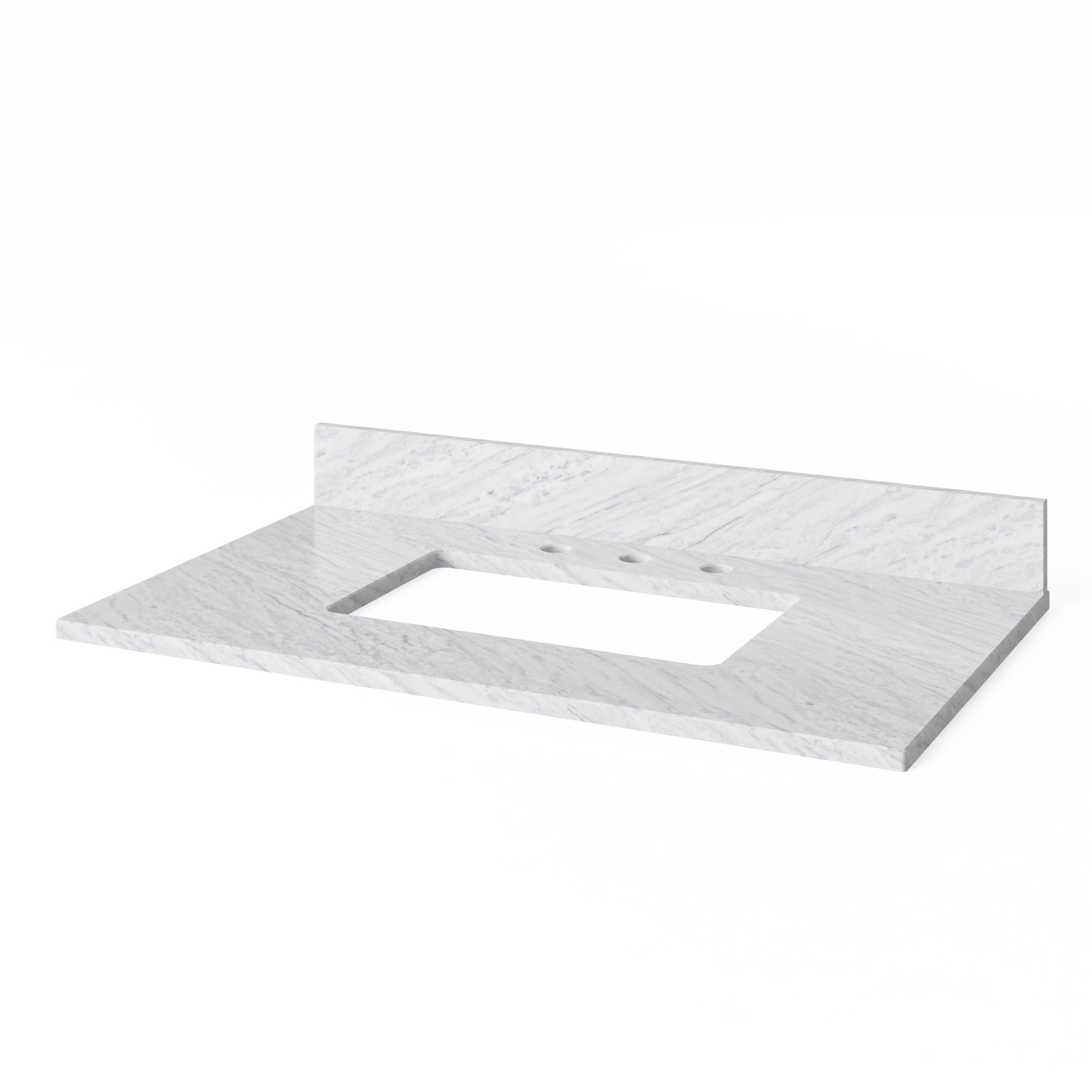 36" Hale Blue Wavecrest Vanity, White Carrara Marble Vanity Top, undermount rectangle bowl | KitchBath