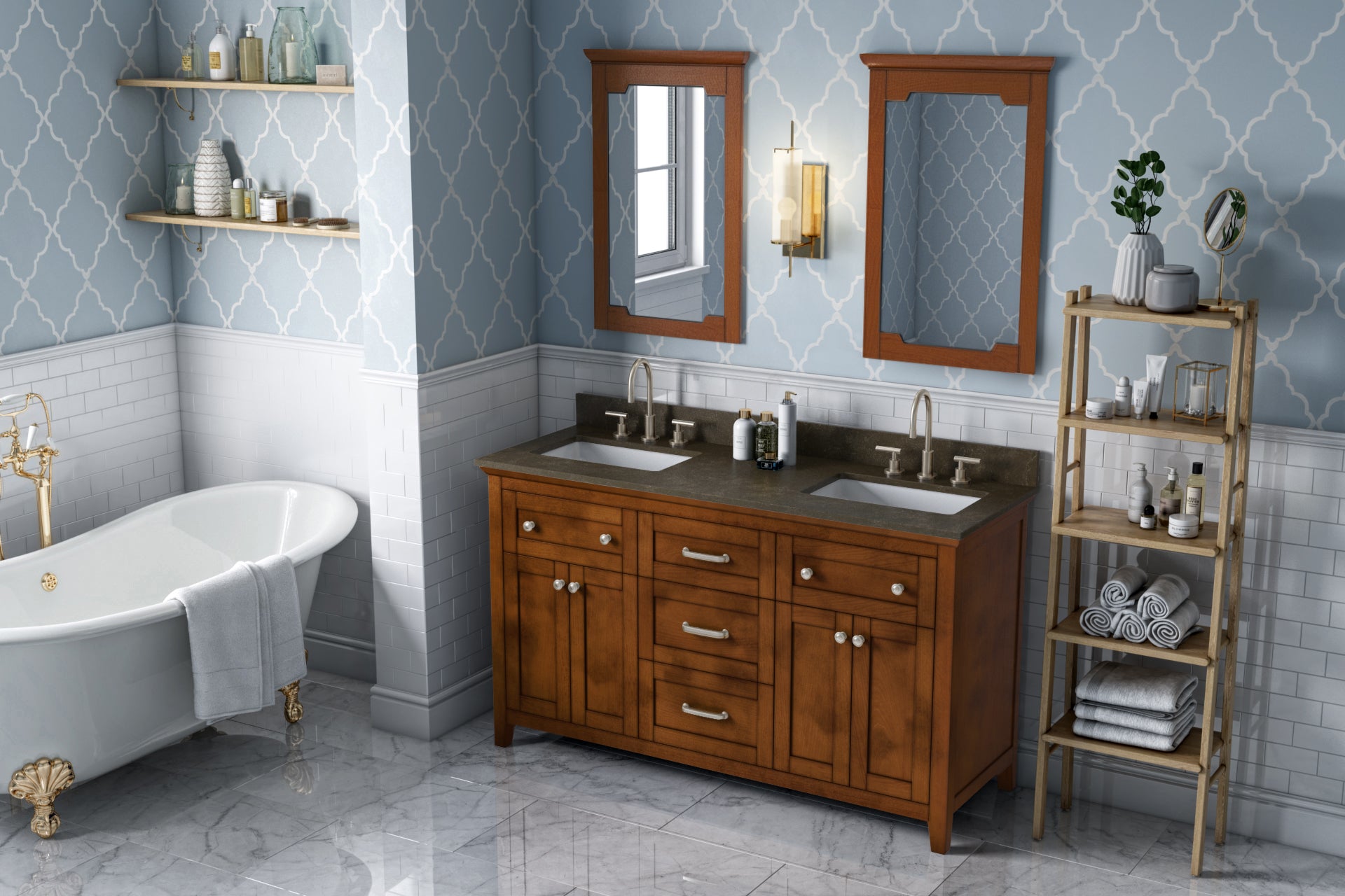 60" Chocolate Chatham Vanity, double bowl | KitchBath