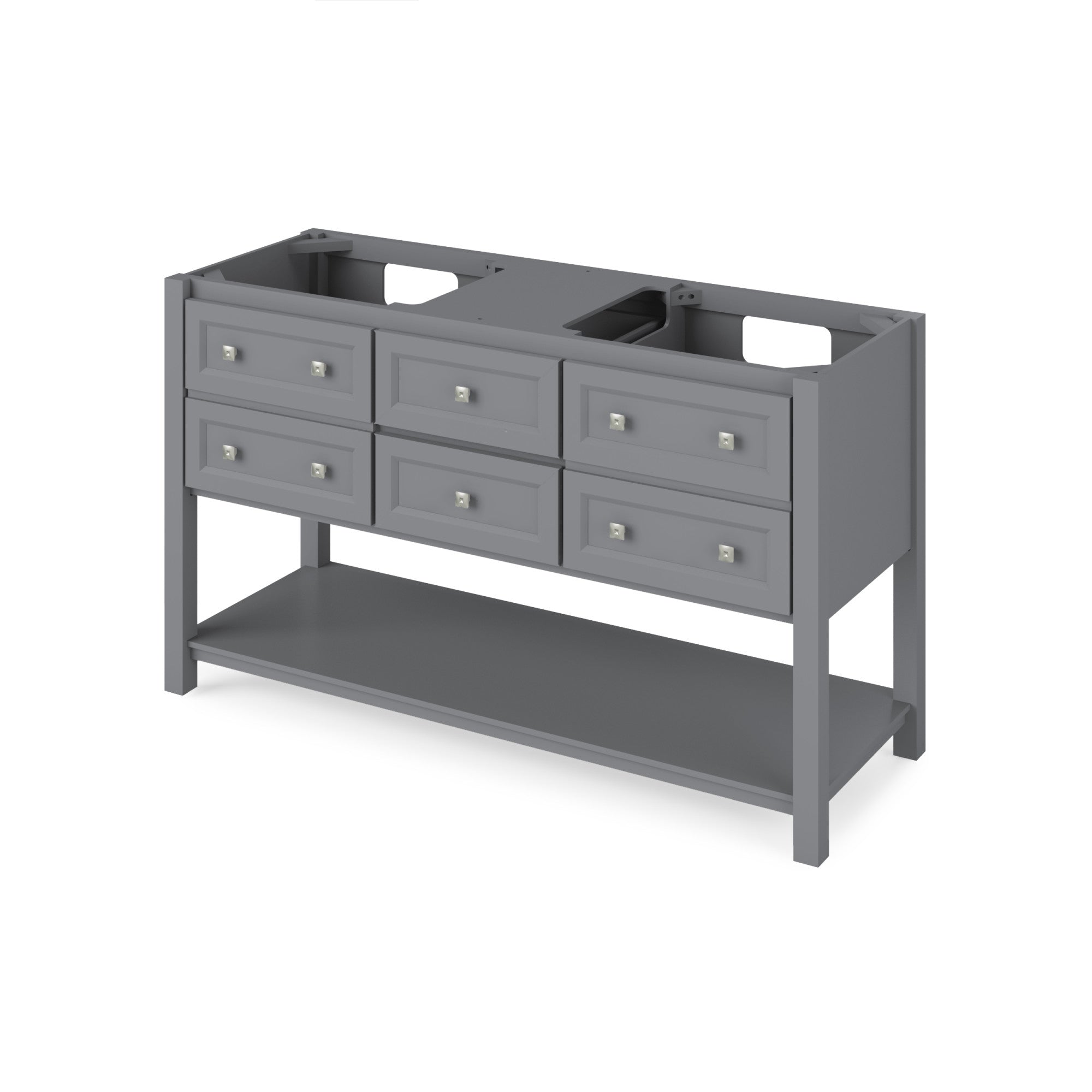 60" Grey Adler Vanity, double bowl, Calacatta Vienna Quartz Vanity Top, two undermount rectangle bowls | KitchBath