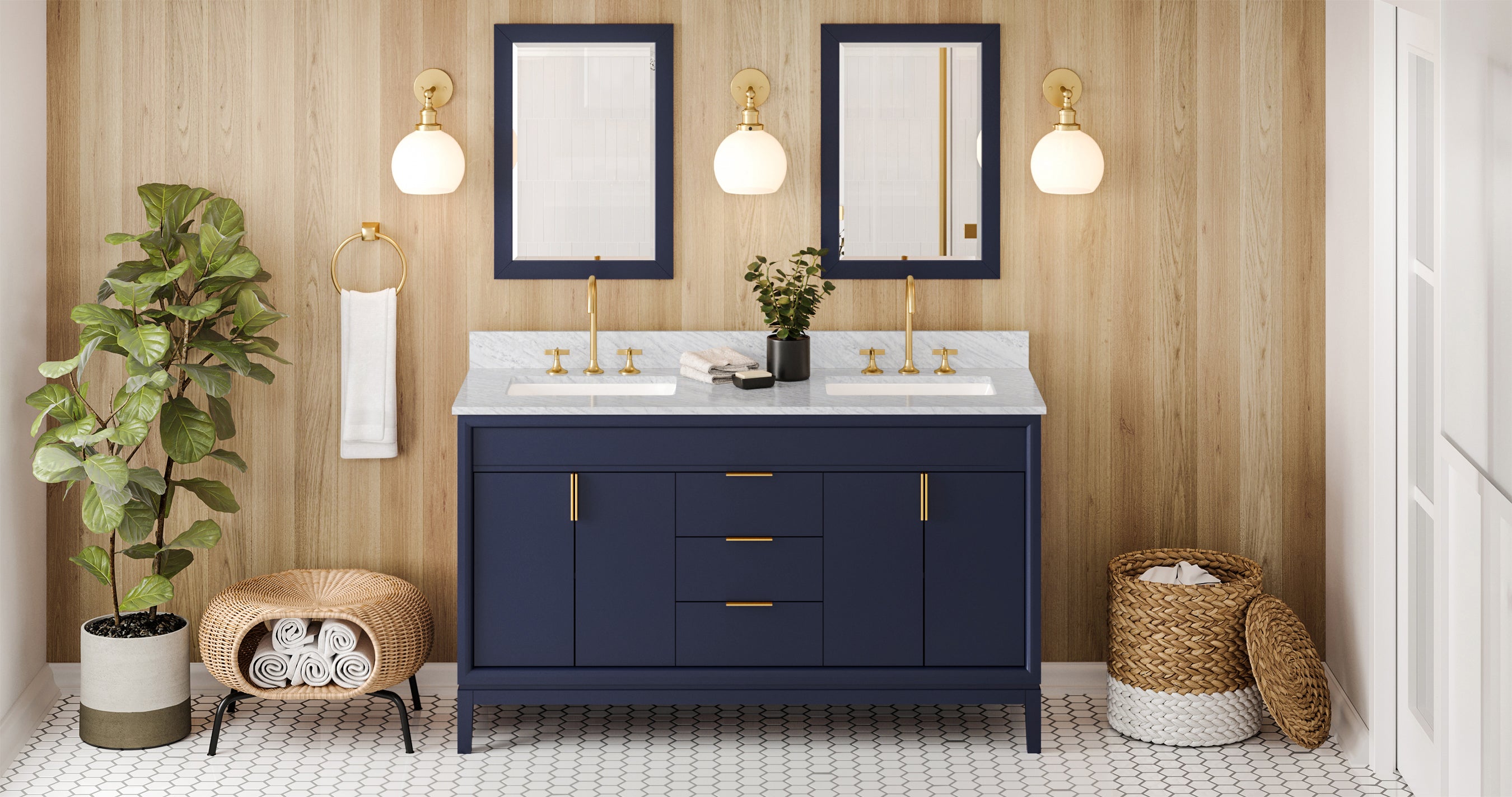 60" Hale Blue Theodora Vanity, double bowl | KitchBath