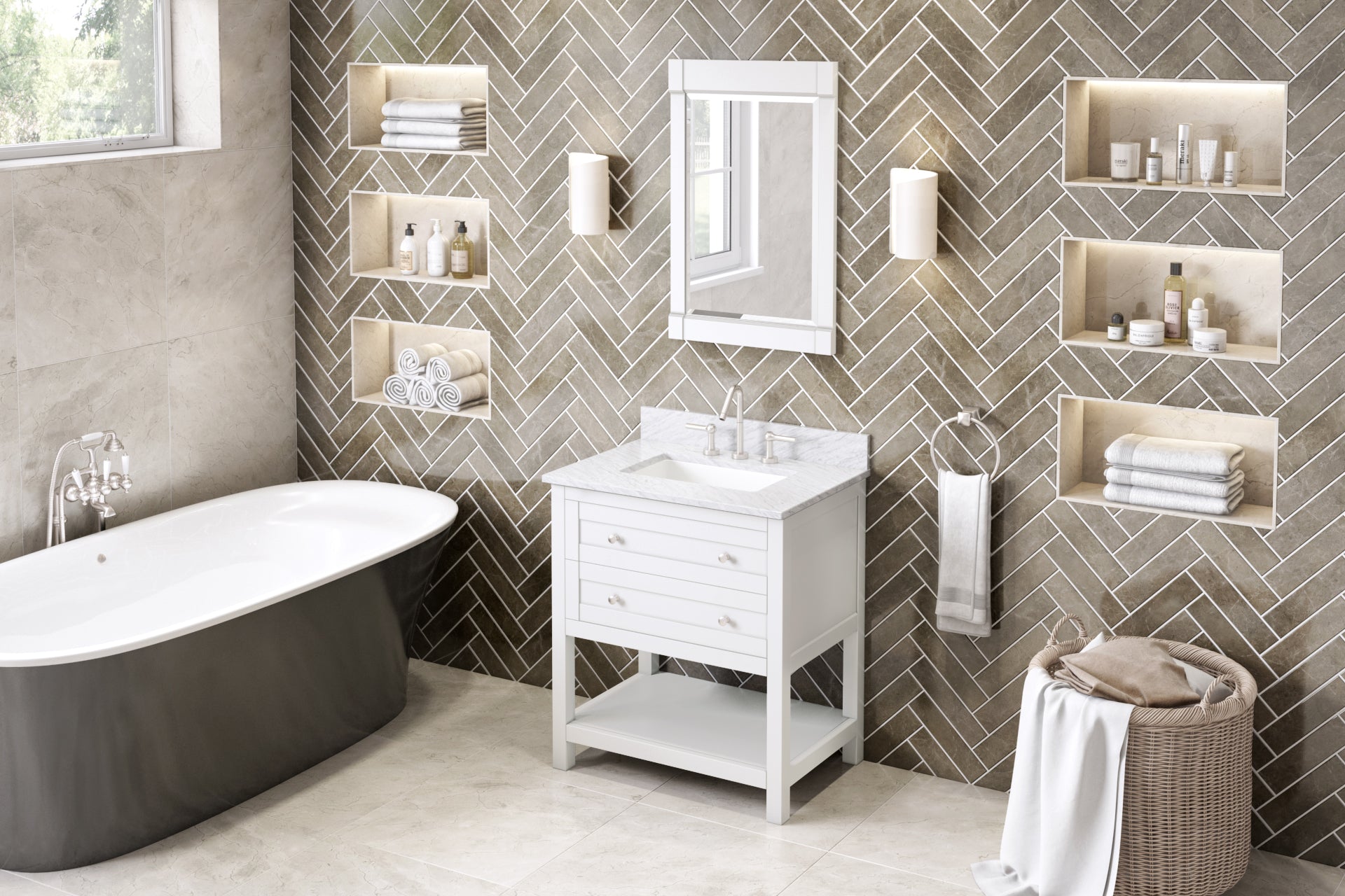 30" White Astoria Vanity | KitchBath