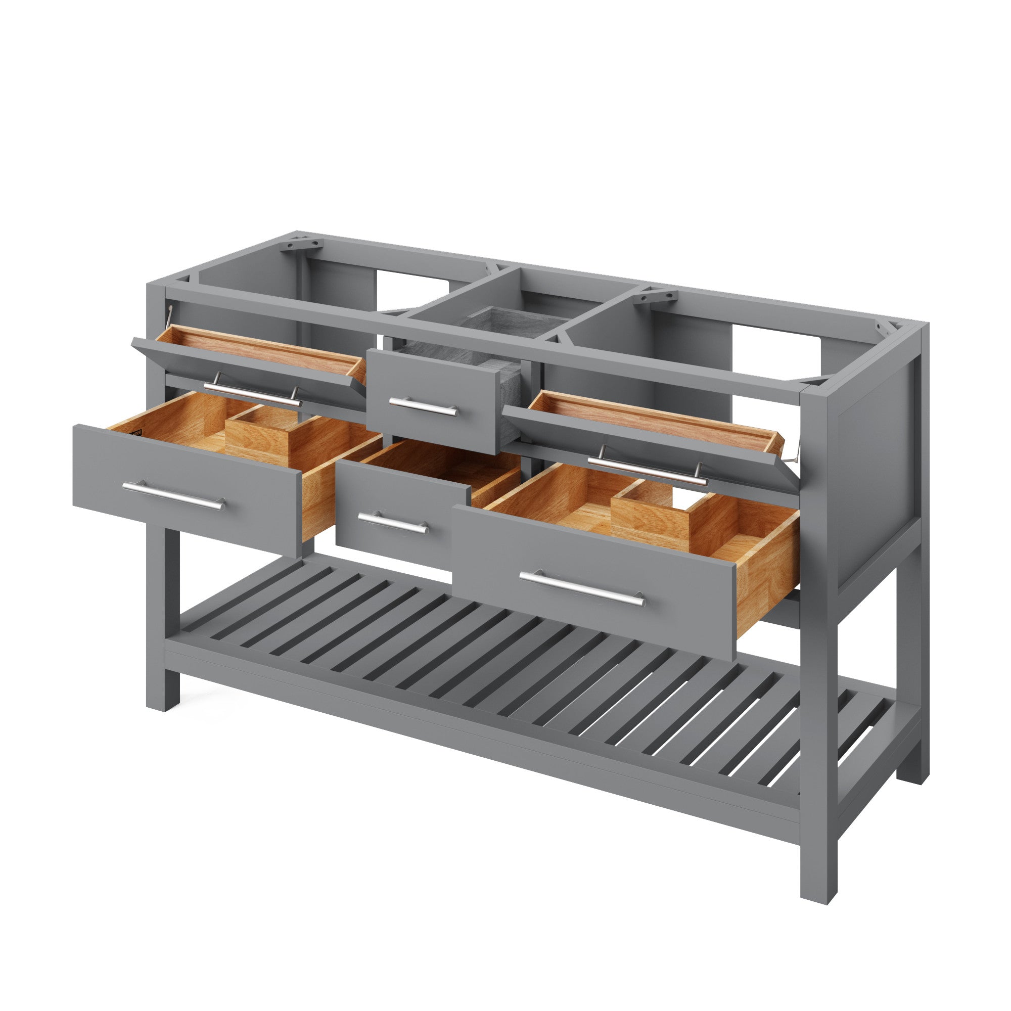 60" Grey Wavecrest Vanity, double bowl | KitchBath