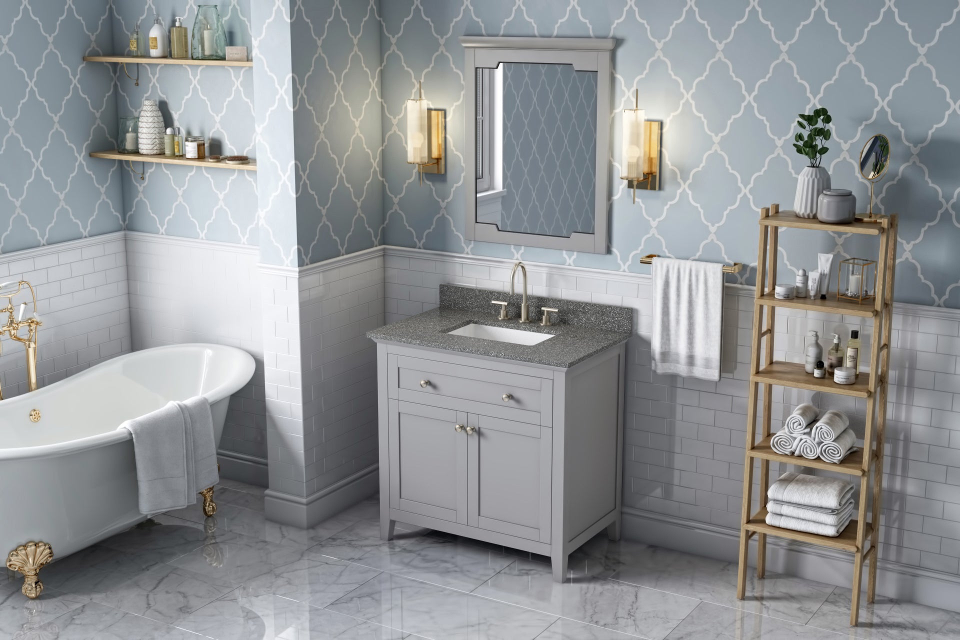 36" Grey Chatham Vanity, Boulder Cultured Marble Vanity Top, undermount rectangle bowl