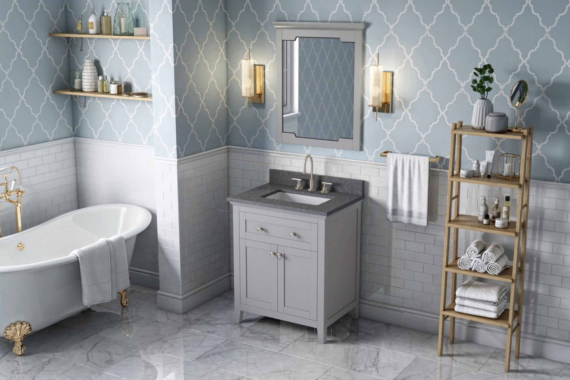 30" Grey Chatham Vanity, Boulder Cultured Marble Vanity Top, undermount rectangle bowl