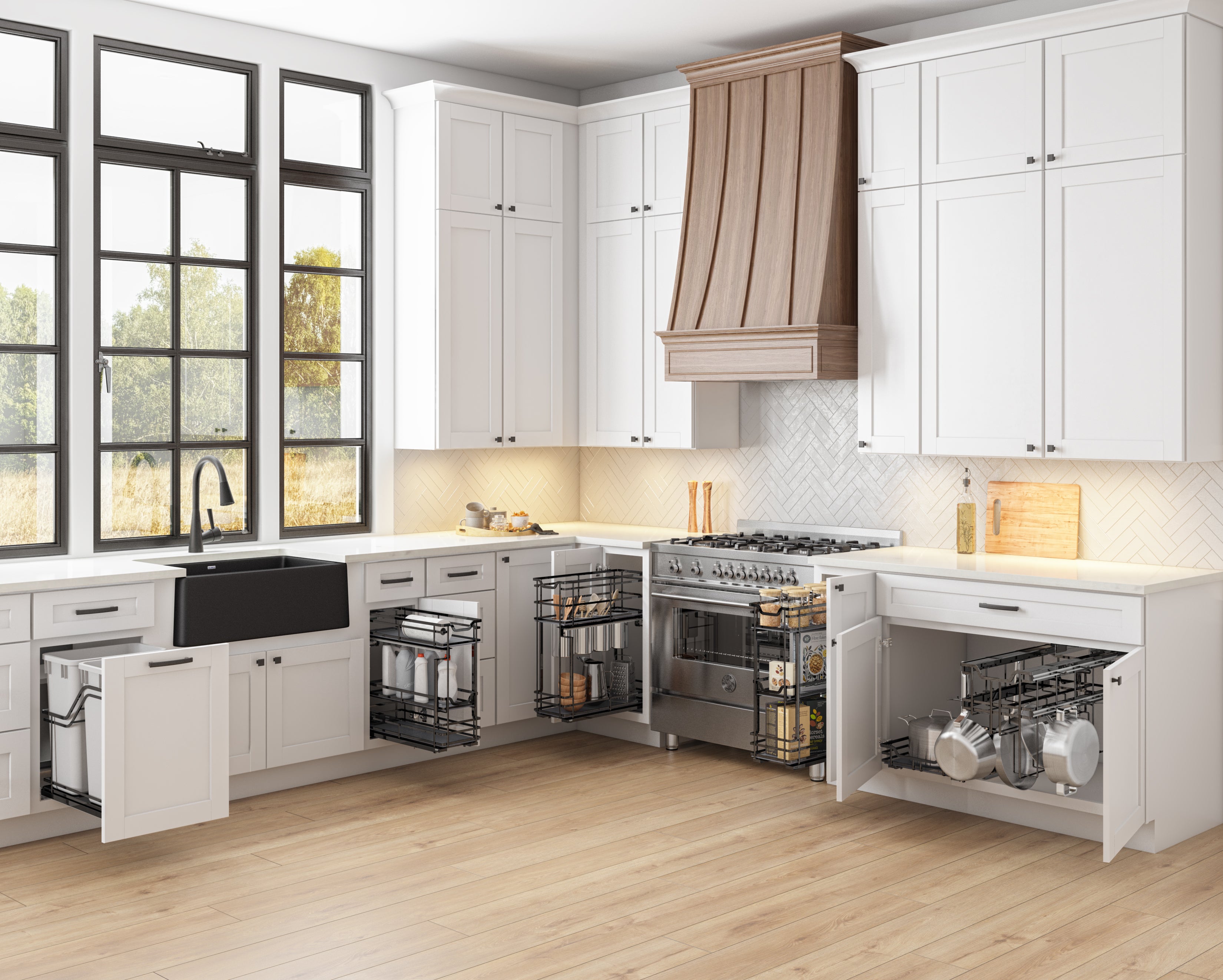 5" Black Nickel STORAGE WITH STYLE® Metal "No Wiggle" Soft-close Base Pullout | KitchBath