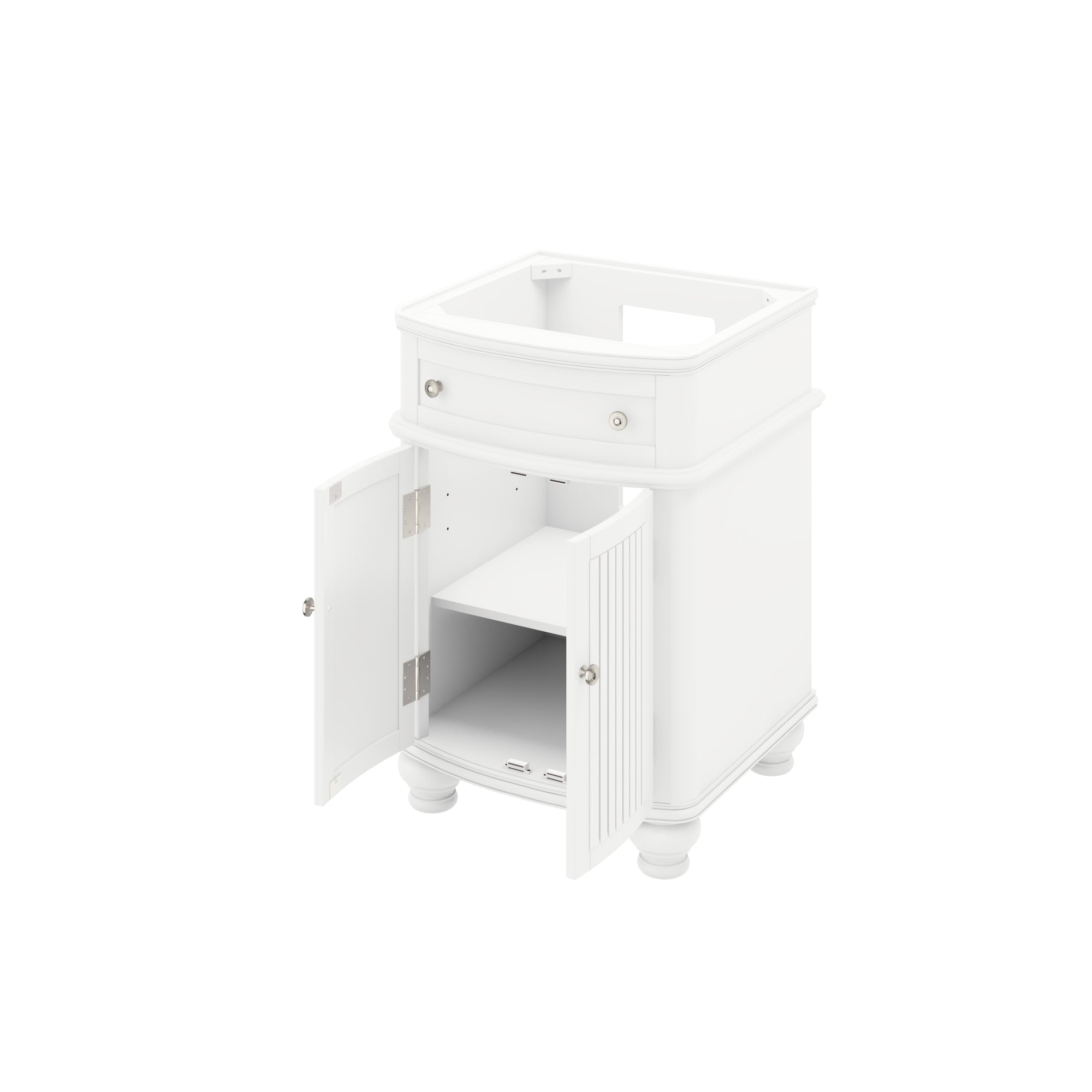 30" White Compton Vanity, Compton-only Black Granite Vanity Top, undermount oval bowl | KitchBath