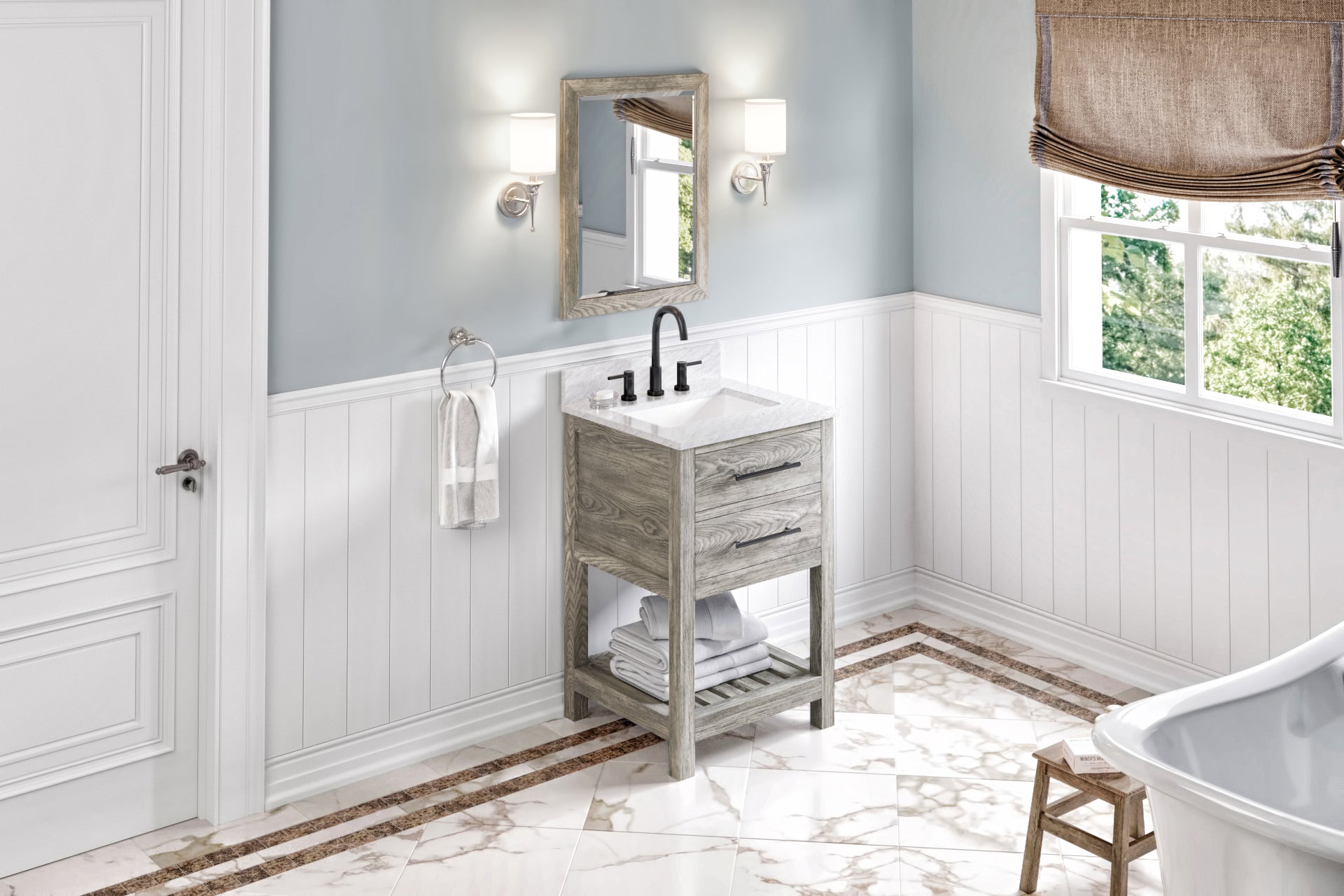 24" Weathered Grey Wavecrest Vanity | KitchBath