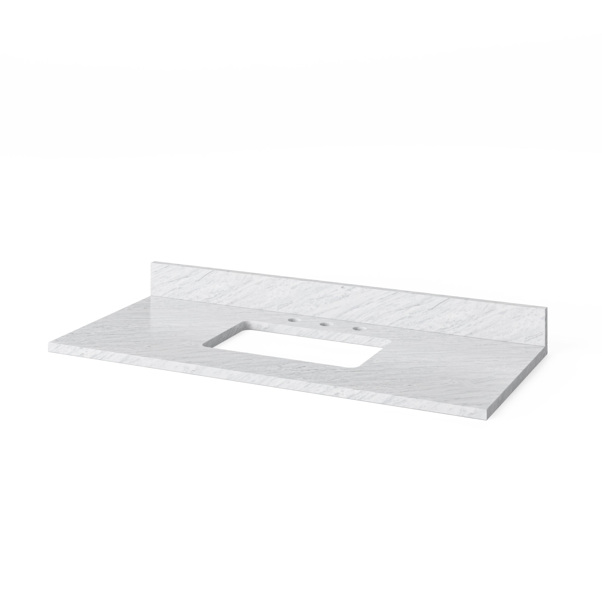 48" Grey Astoria Vanity, White Carrara Marble Vanity Top, undermount rectangle bowl | KitchBath