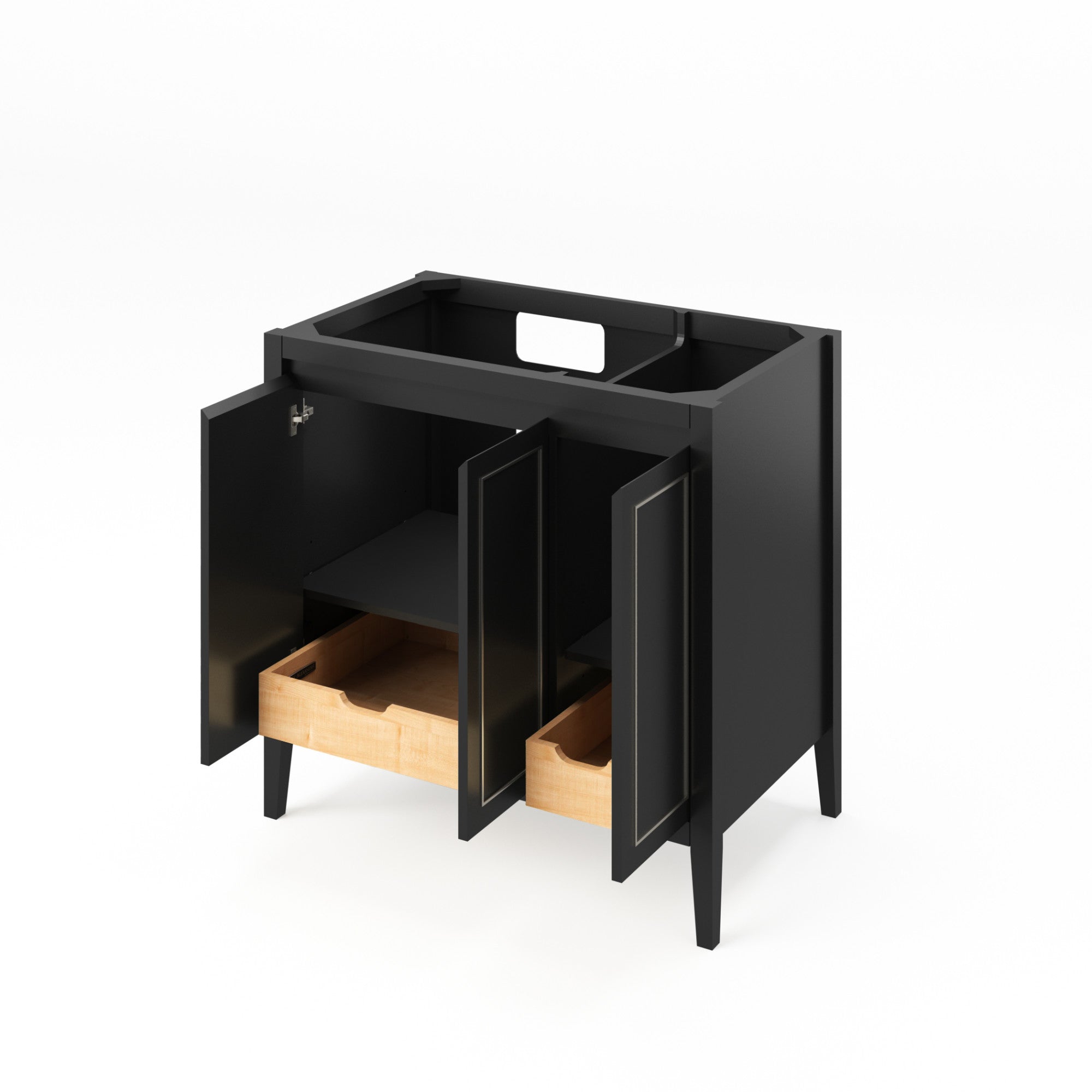 36" Black Percival Vanity, left offset | KitchBath
