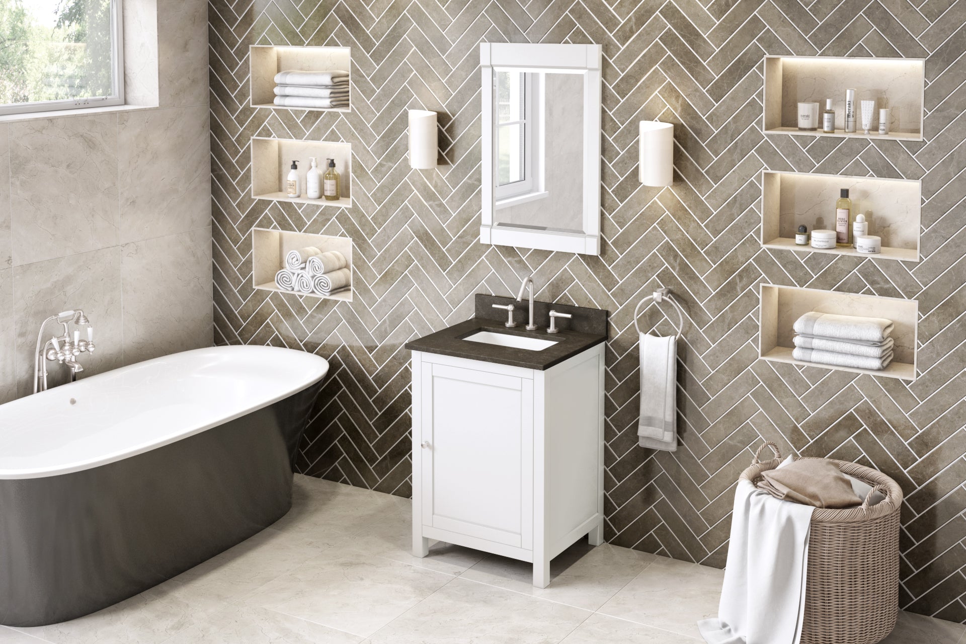 24" White Astoria Vanity | KitchBath
