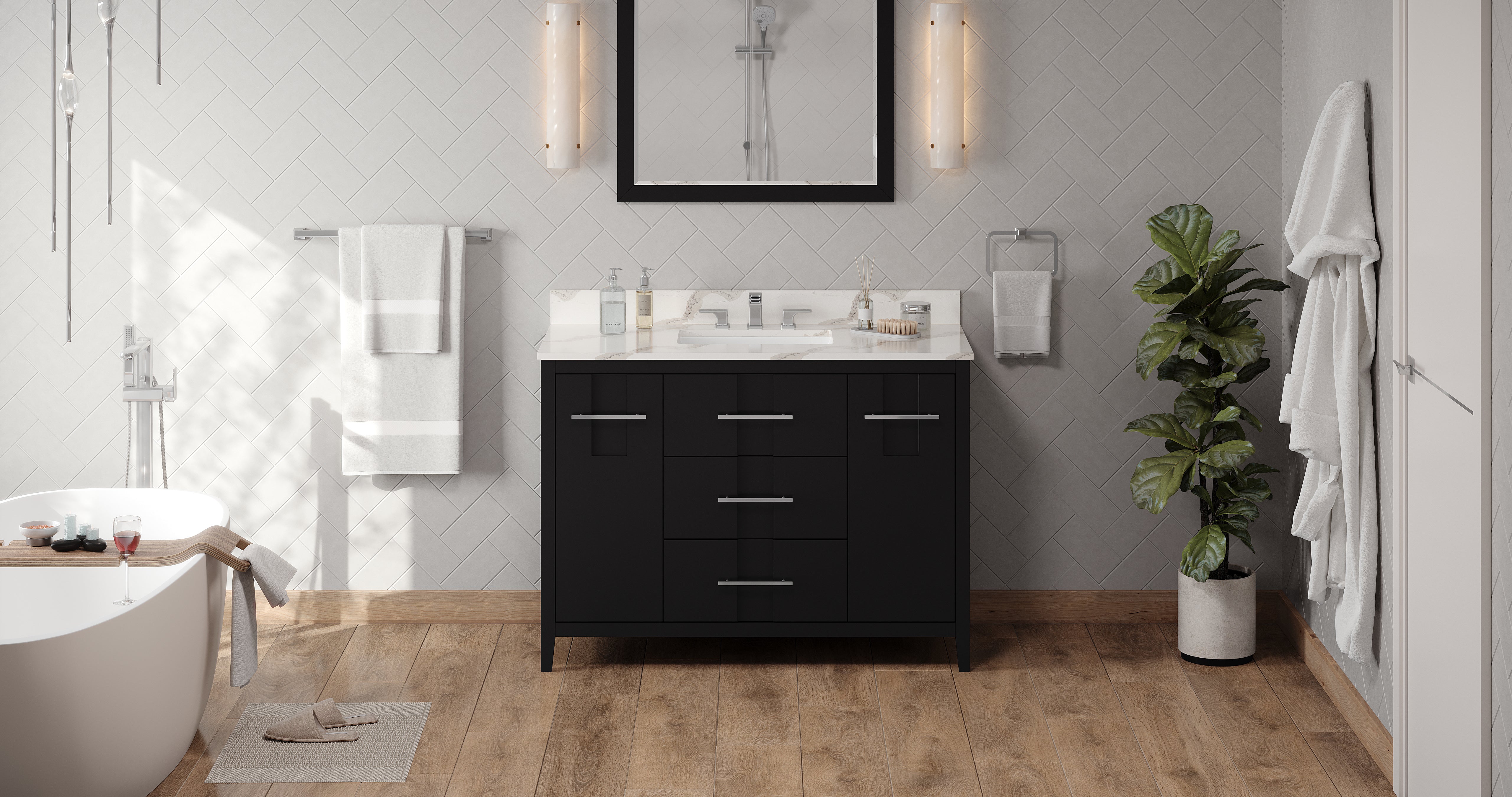48" Black Katara Vanity | KitchBath