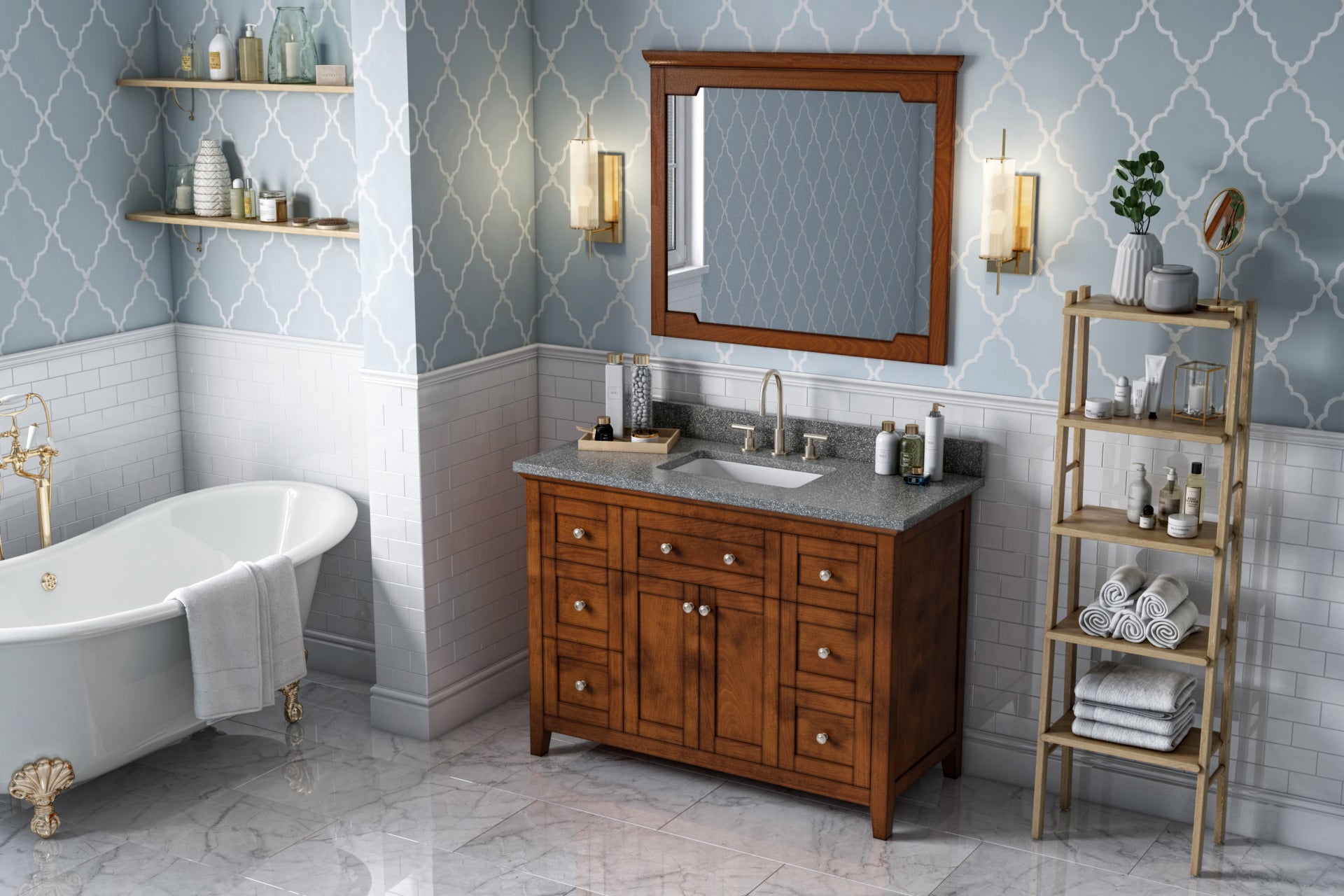 48" Chocolate Chatham Vanity, Boulder Cultured Marble Vanity Top, undermount rectangle bowl