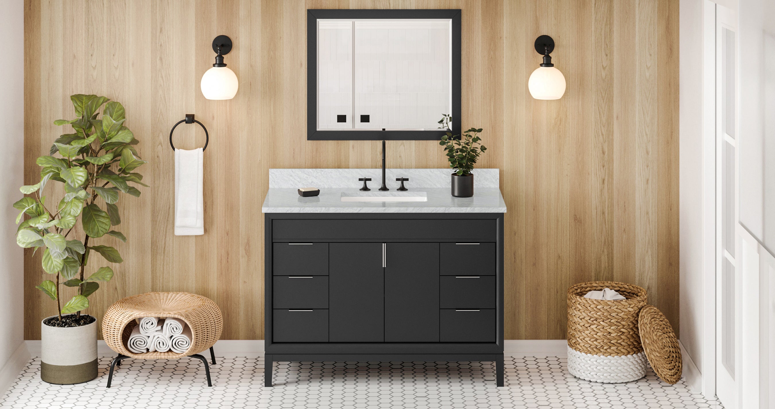 48" Black Theodora Vanity | KitchBath