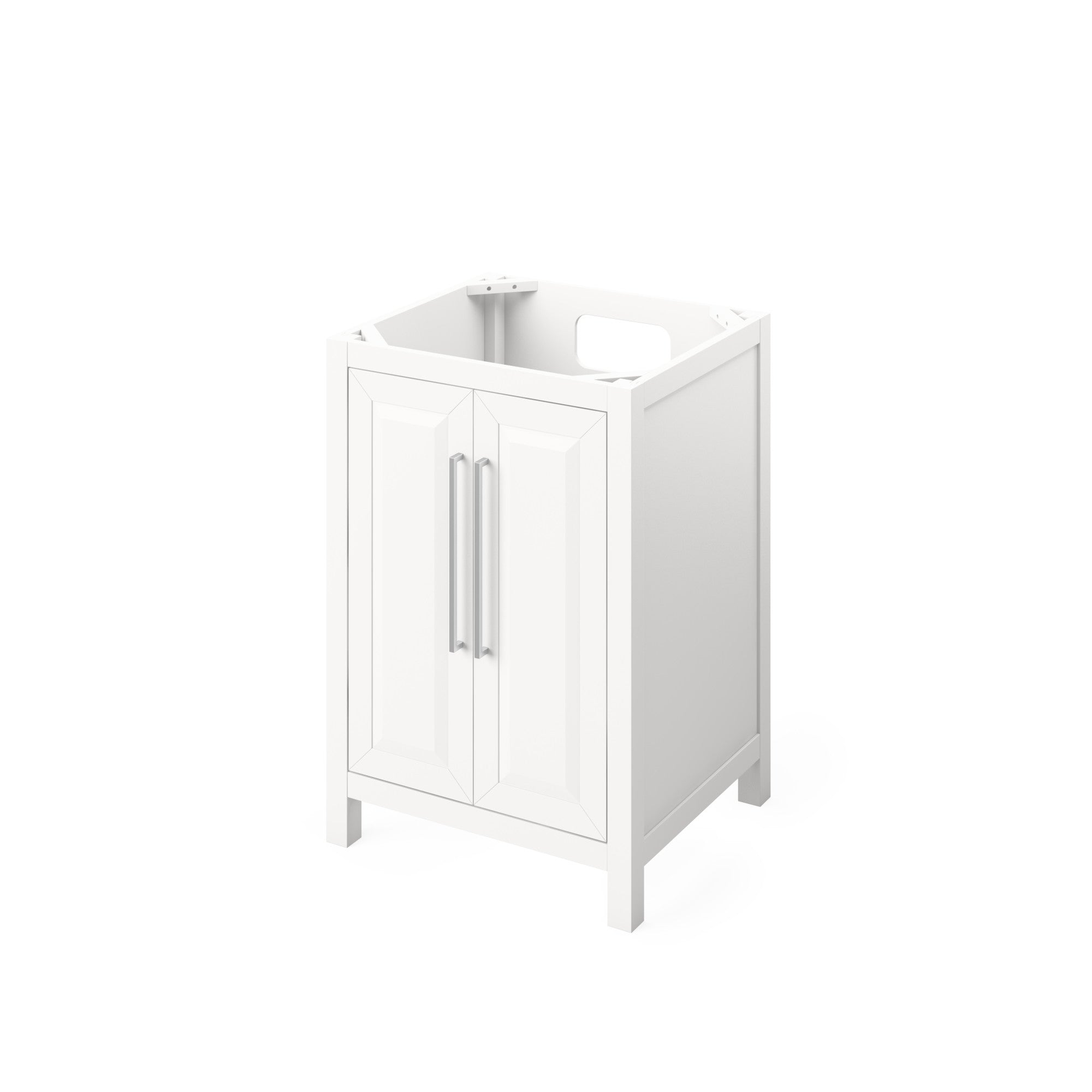 24" White Cade Vanity, Steel Grey Cultured Marble Vanity Top, undermount rectangle bowl | KitchBath