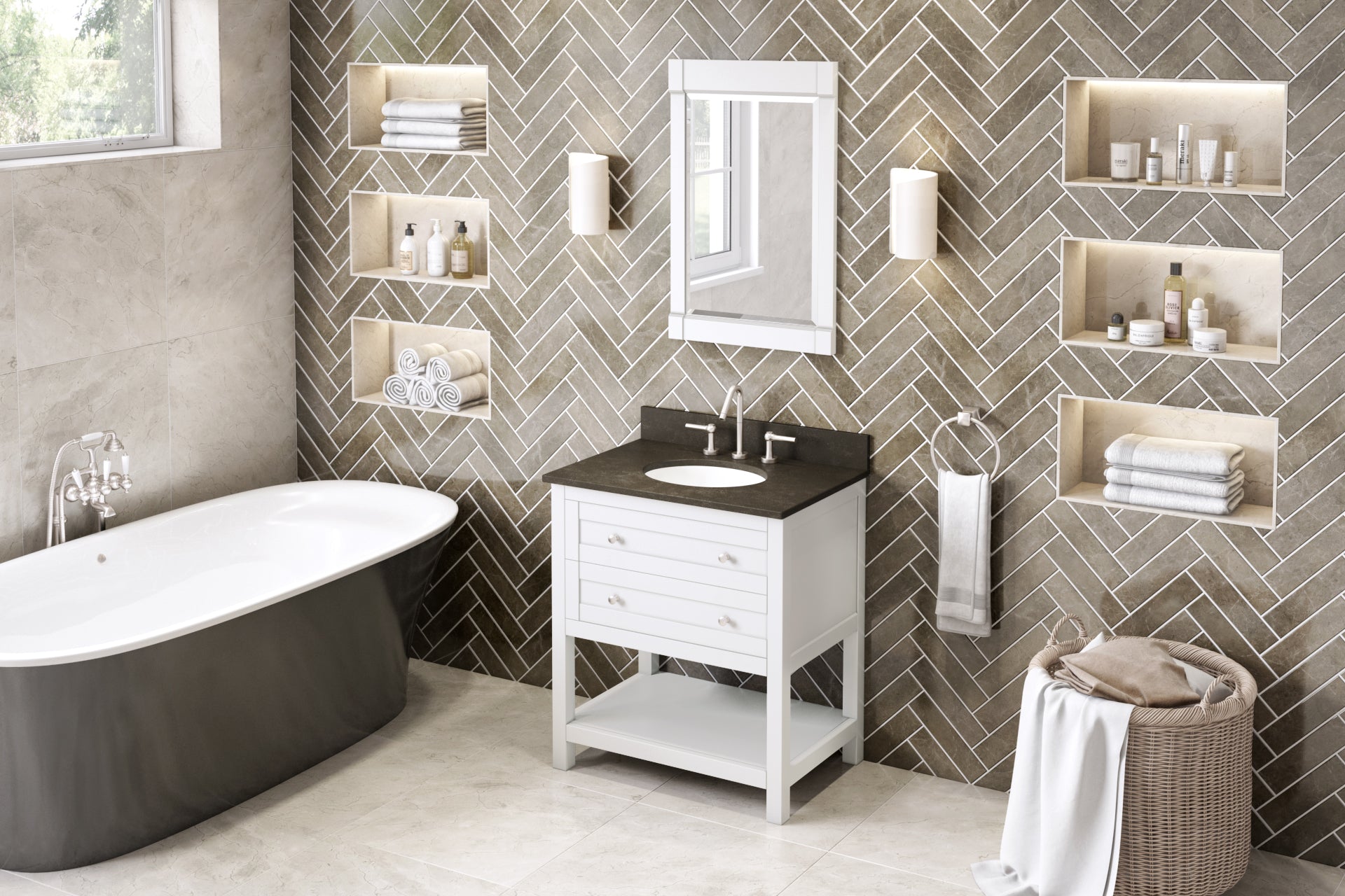 30" White Astoria Vanity | KitchBath