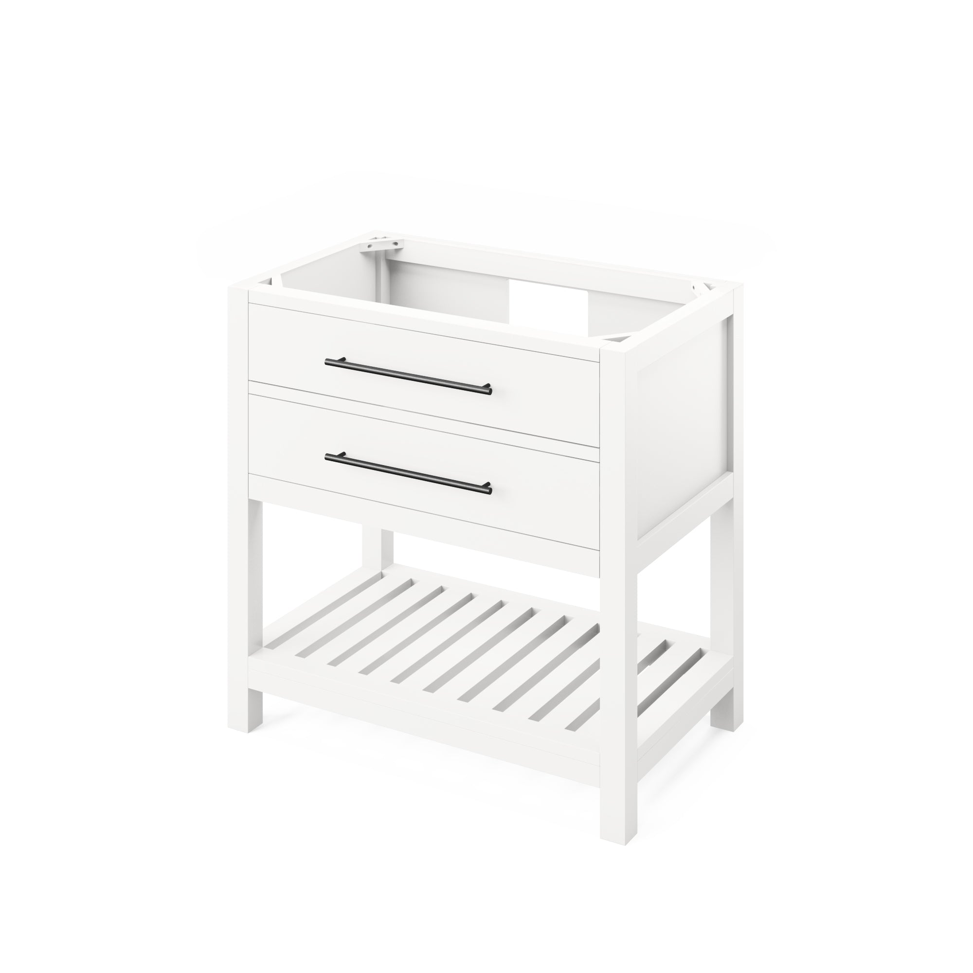 36" White Wavecrest Vanity, White Carrara Marble Vanity Top, undermount rectangle bowl | KitchBath