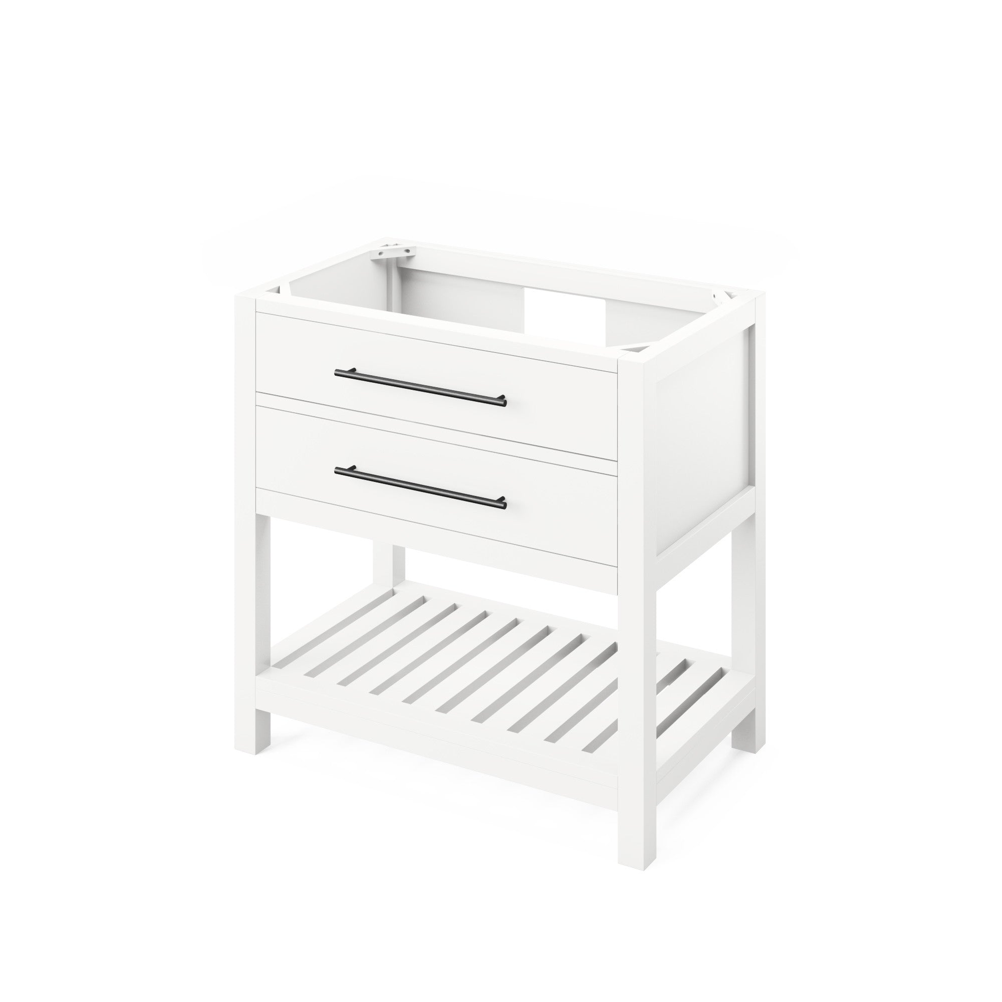 36" White Wavecrest Vanity, White Carrara Marble Vanity Top, undermount rectangle bowl | KitchBath
