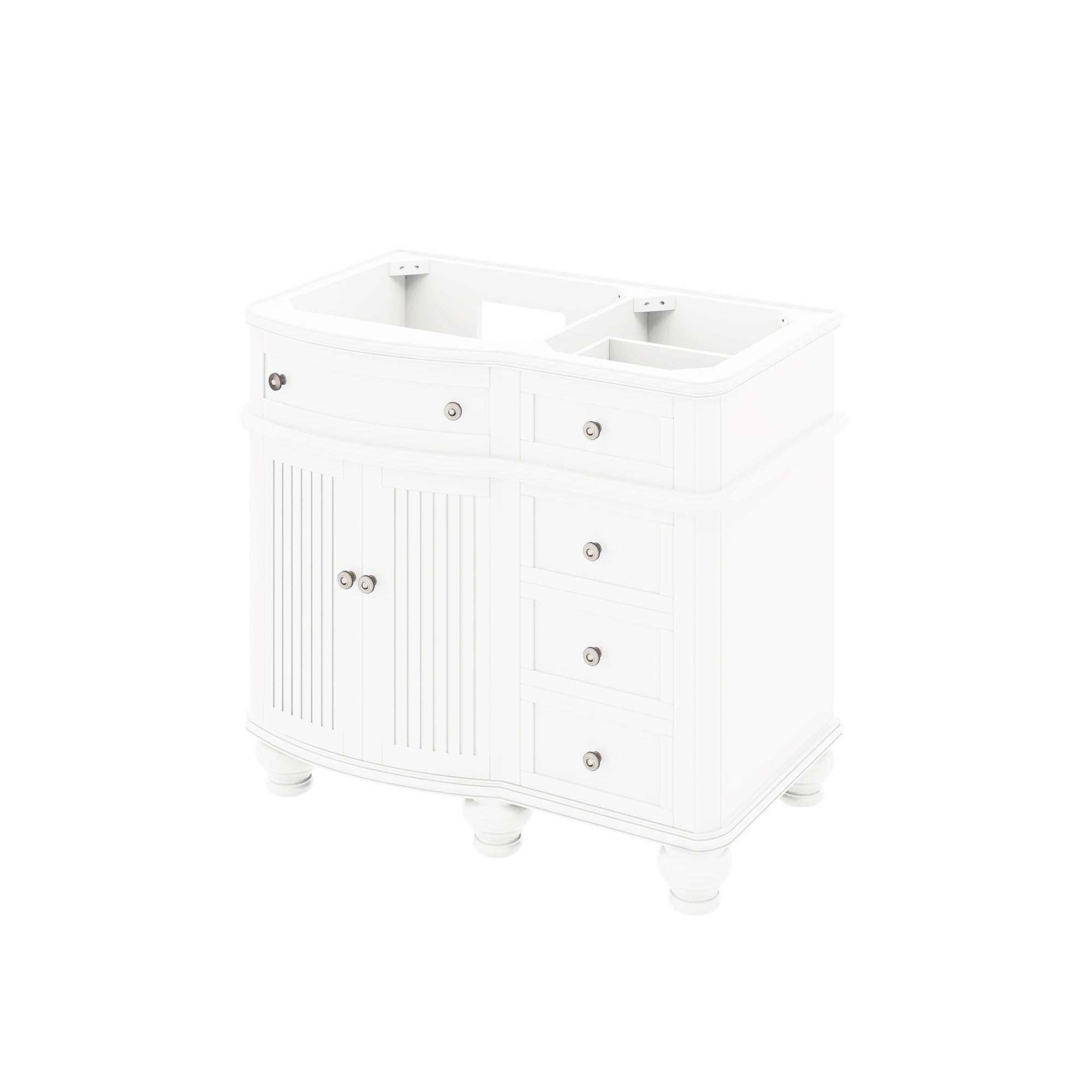 48" White Compton Vanity, Compton-only Black Granite Vanity Top, undermount oval bowl | KitchBath