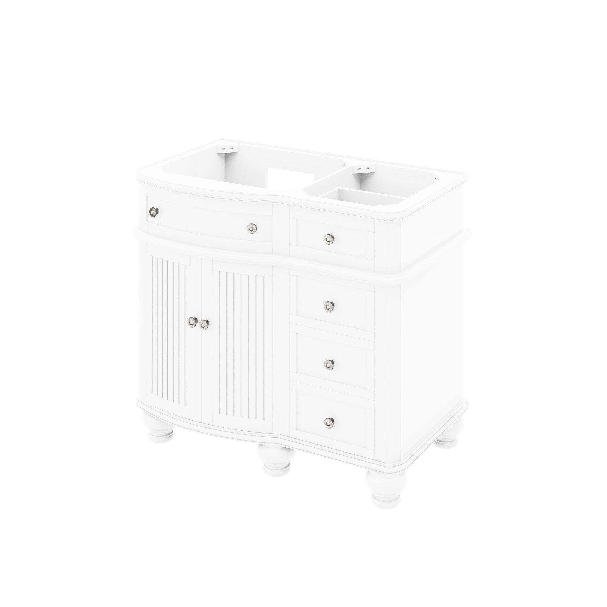 48" White Compton Vanity, Compton-only Black Granite Vanity Top, undermount oval bowl | KitchBath