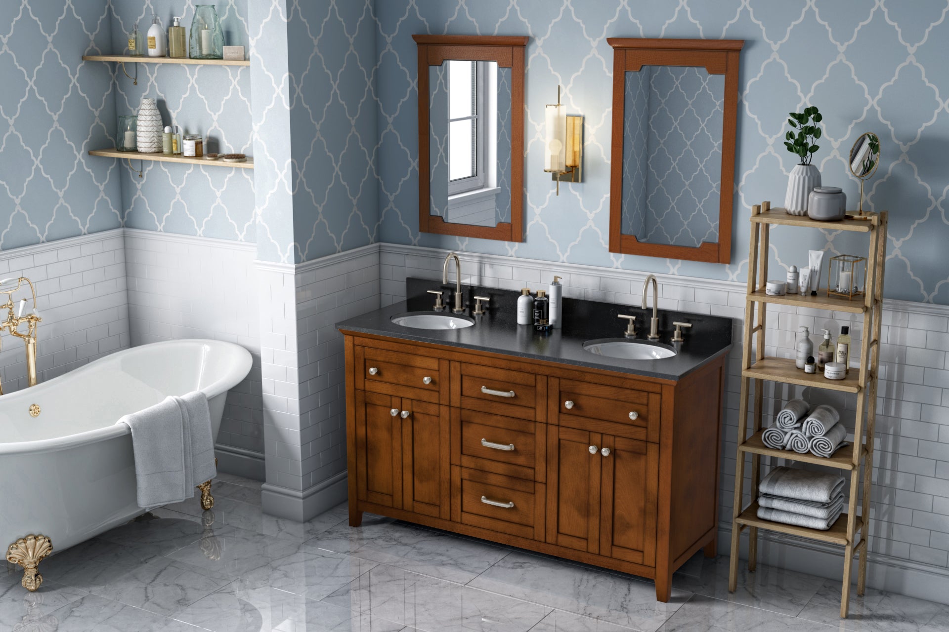 60" Chocolate Chatham Vanity, double bowl | KitchBath