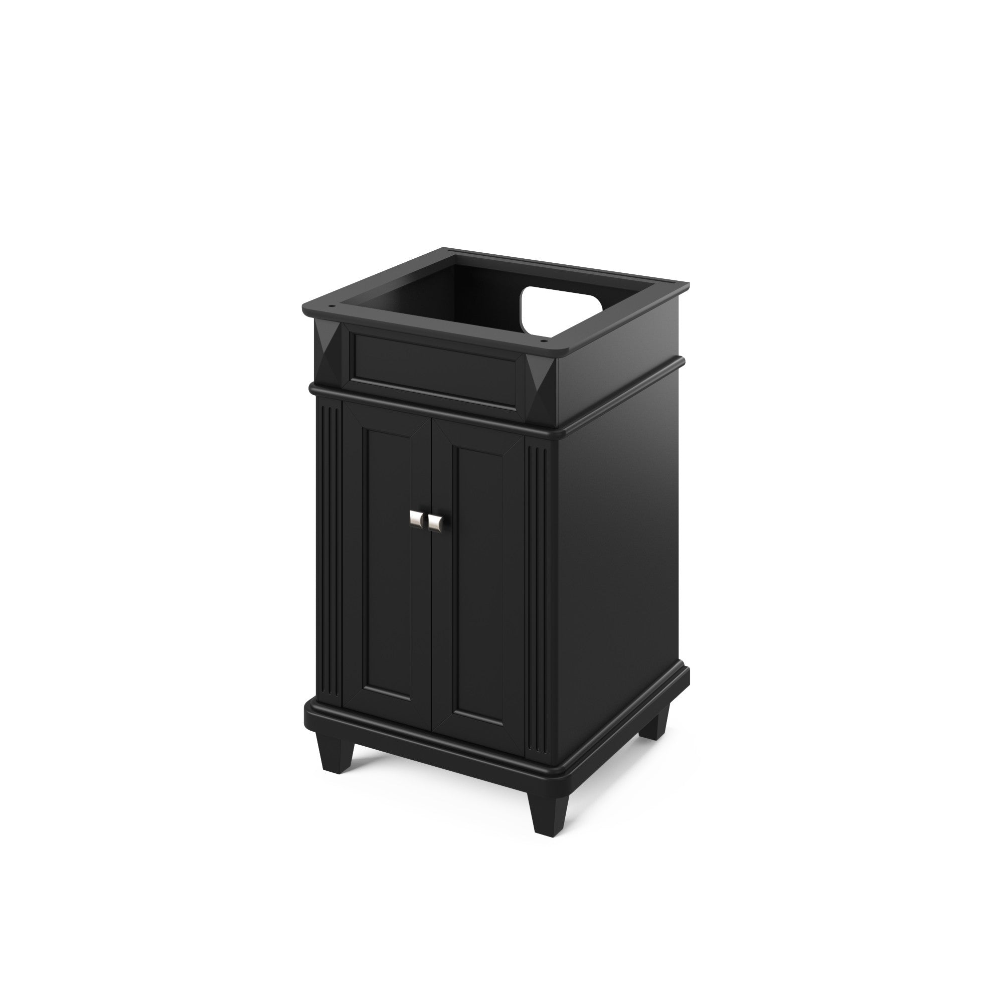 24" Black Douglas Vanity, White Carrara Marble Vanity Top, undermount rectangle bowl | KitchBath