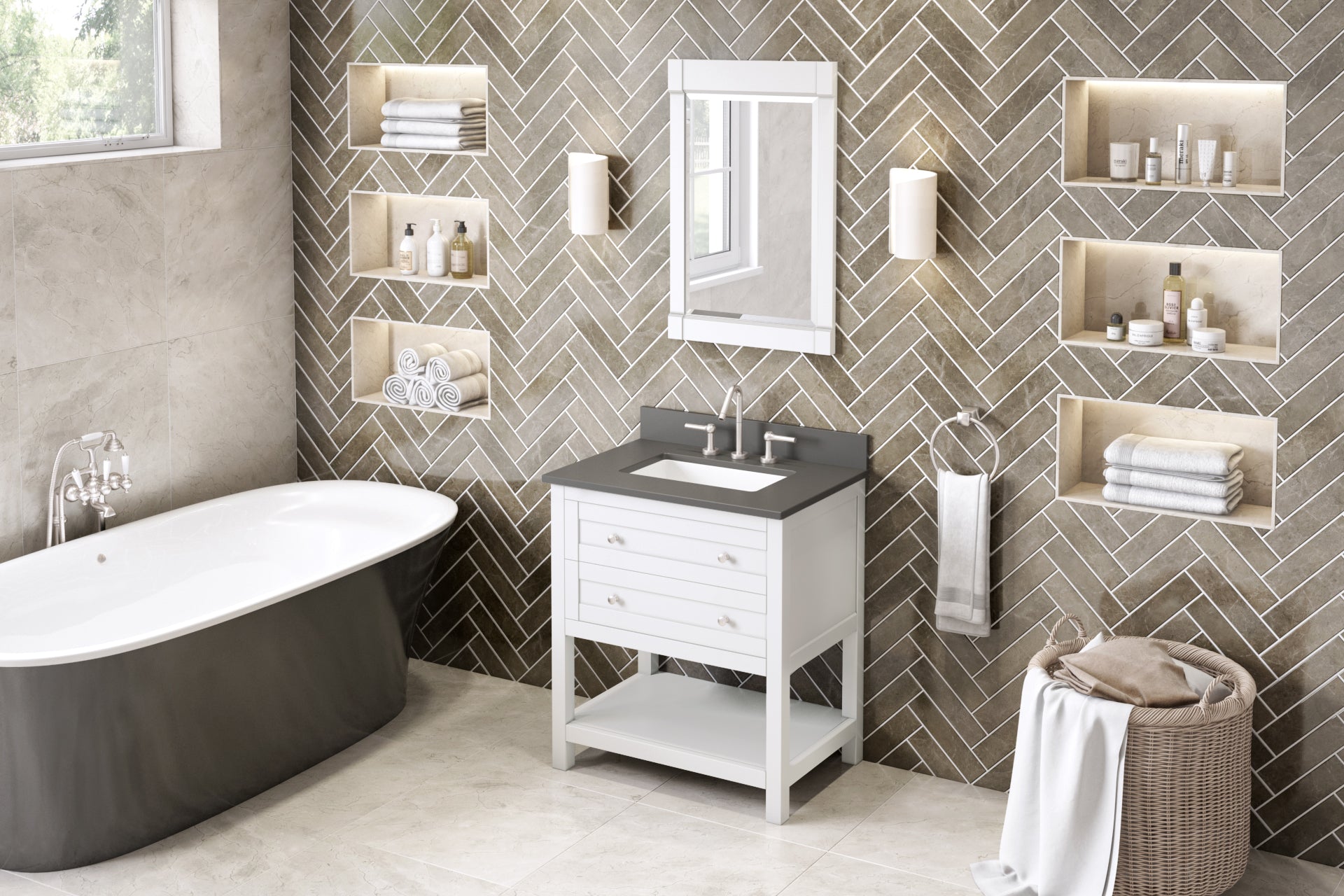 30" White Astoria Vanity | KitchBath