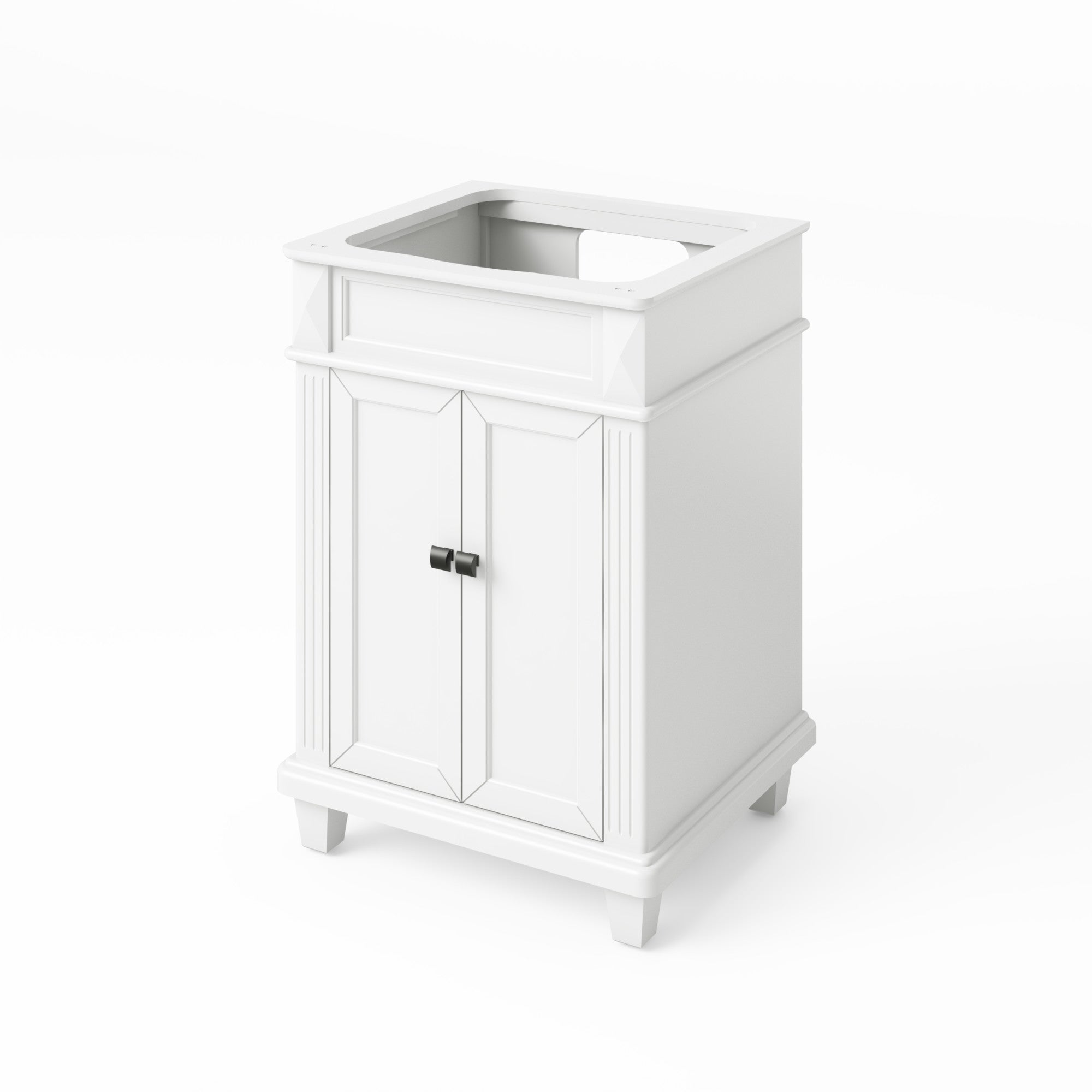 24" White Douglas Vanity, White Carrara Marble Vanity Top, undermount rectangle bowl | KitchBath