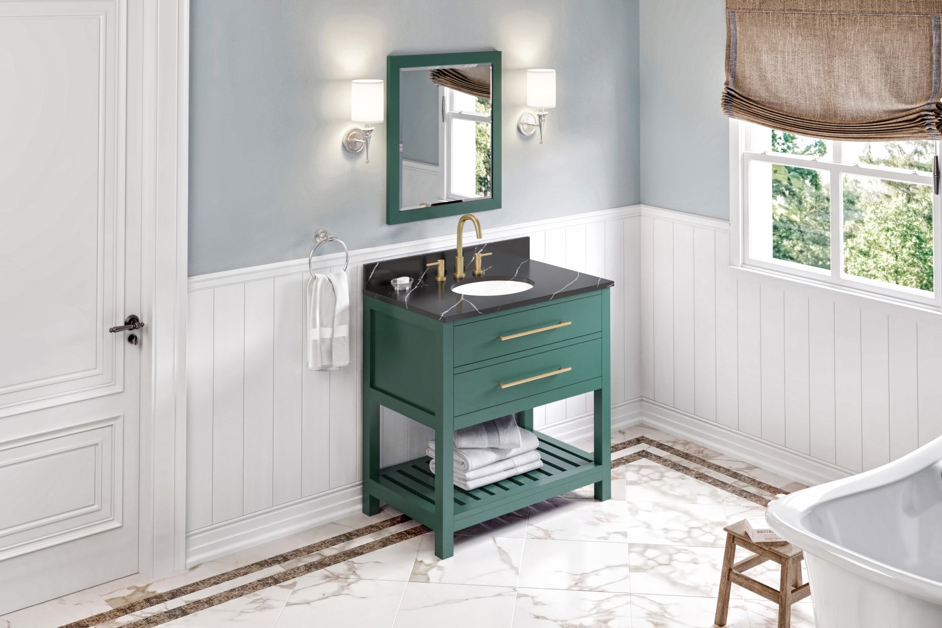 36" Forest Green Wavecrest Vanity | KitchBath