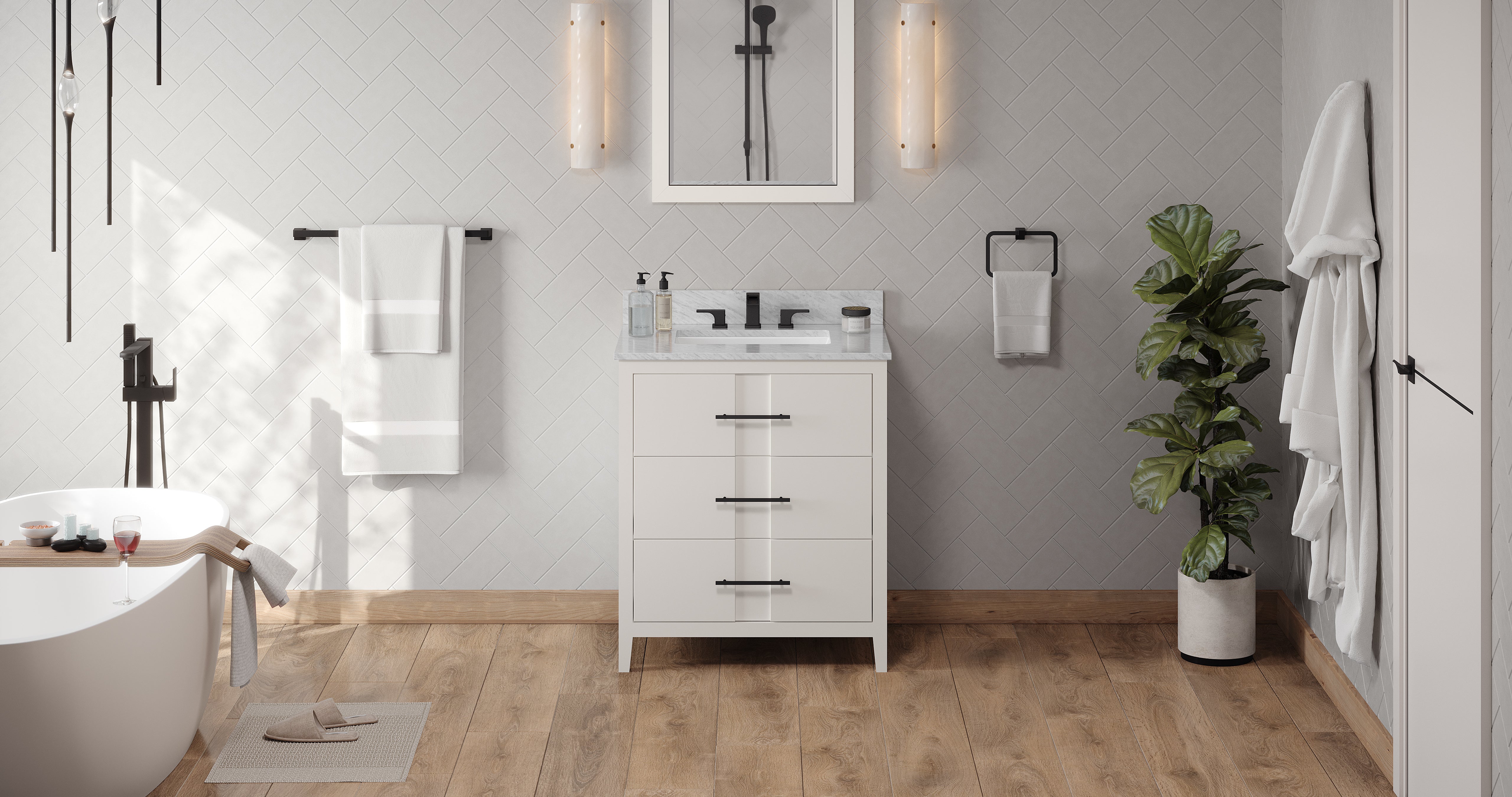 30" White Katara Vanity | KitchBath