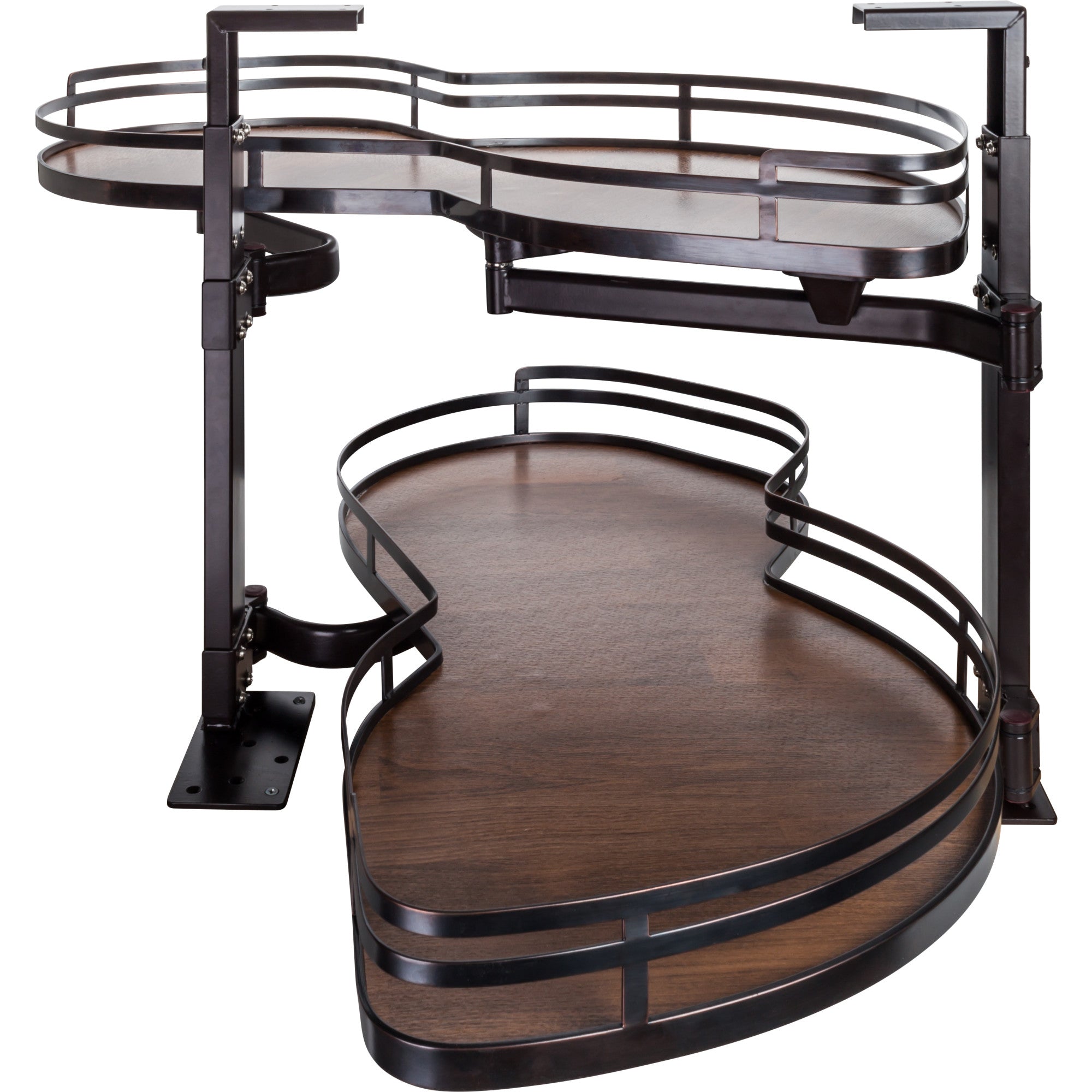 21" Oil Rubbed Bronze and Walnut Blind Corner Swingout for Openings on the Right of the Blind | KitchBath