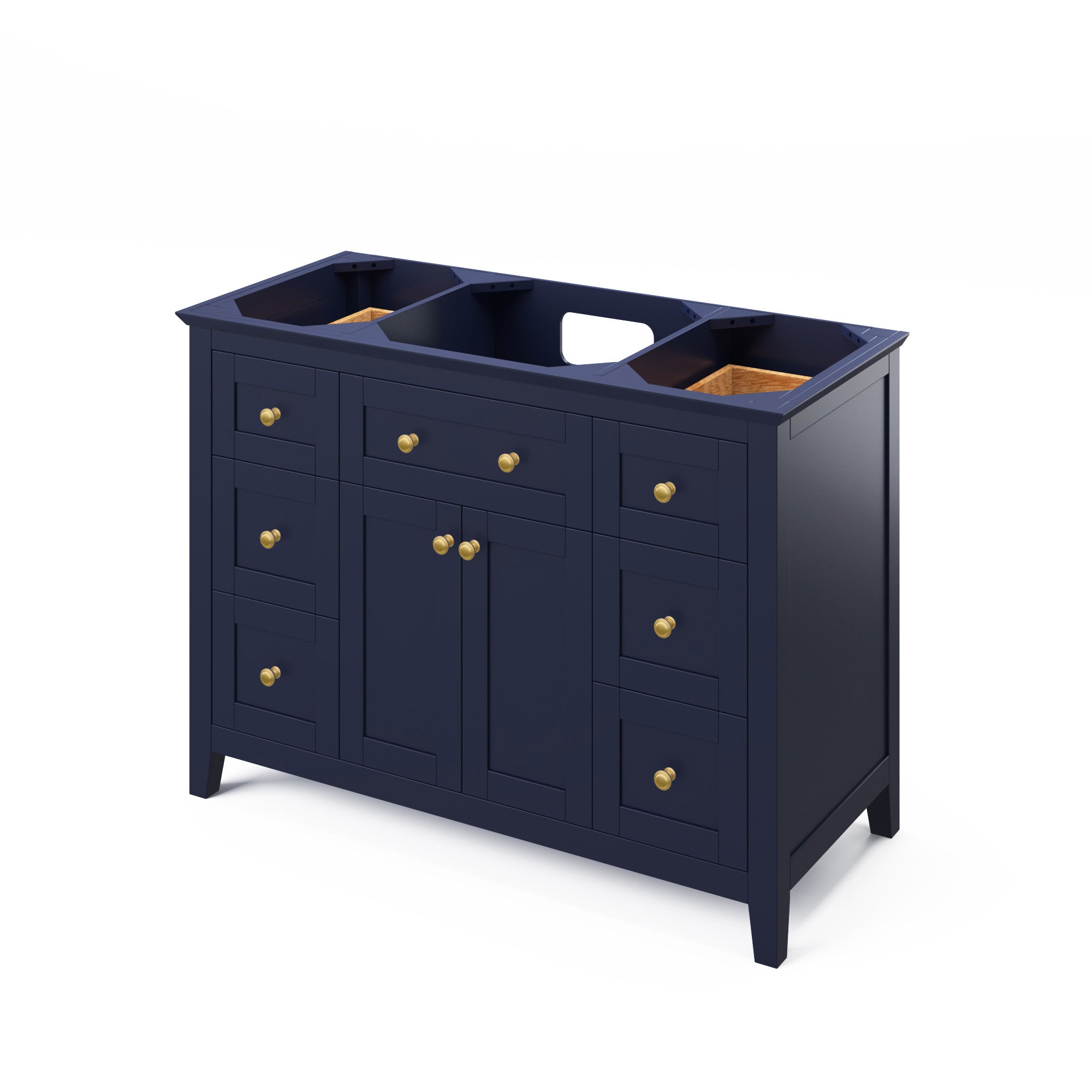 48" Hale Blue Chatham Vanity, White Carrara Marble Vanity Top, undermount rectangle bowl | KitchBath