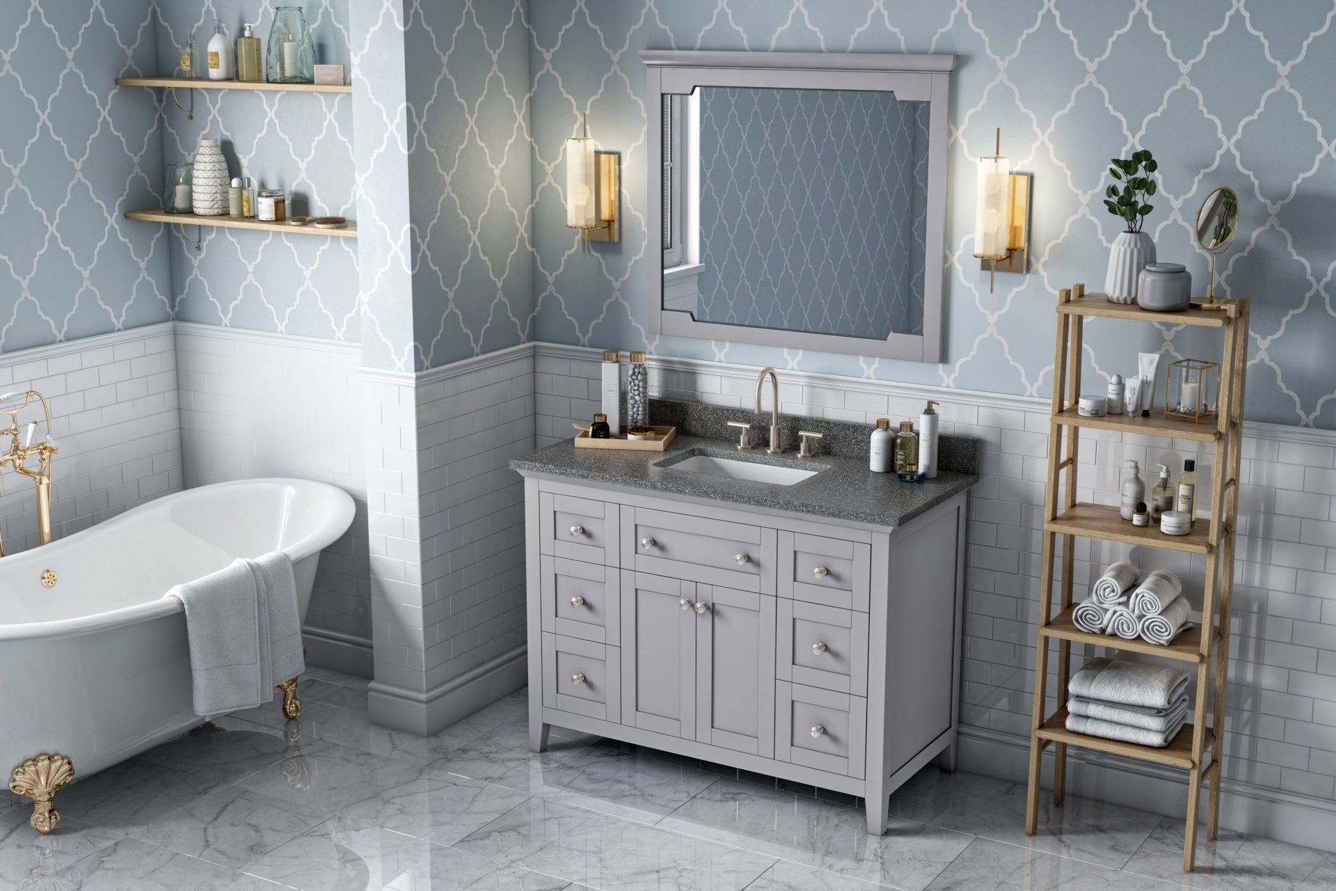 48" Grey Chatham Vanity, Boulder Cultured Marble Vanity Top, undermount rectangle bowl