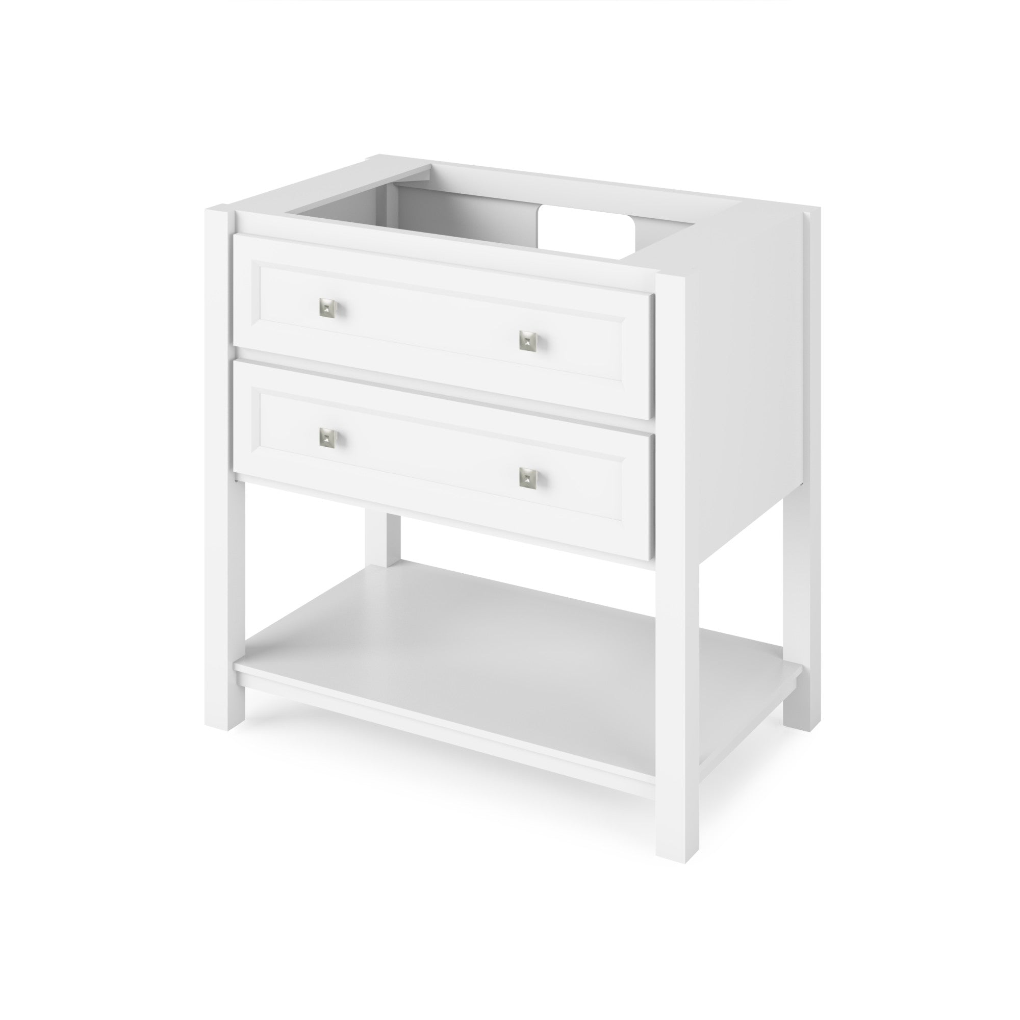 36" White Adler Vanity, Steel Grey Cultured Marble Vanity Top, undermount rectangle bowl | KitchBath