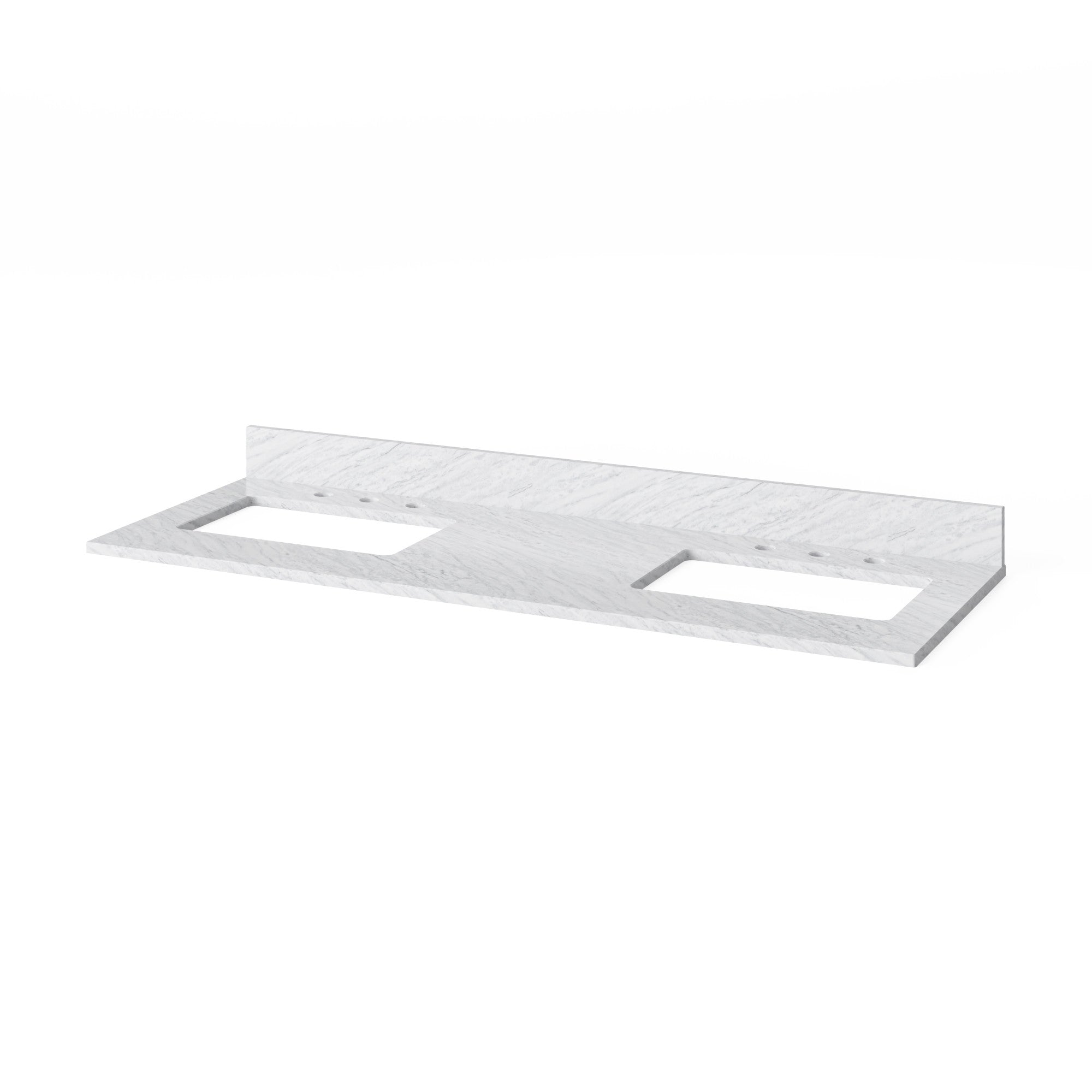 60" Black Cade Vanity, double bowl, White Carrara Marble Vanity Top, two undermount rectangle bowls | KitchBath
