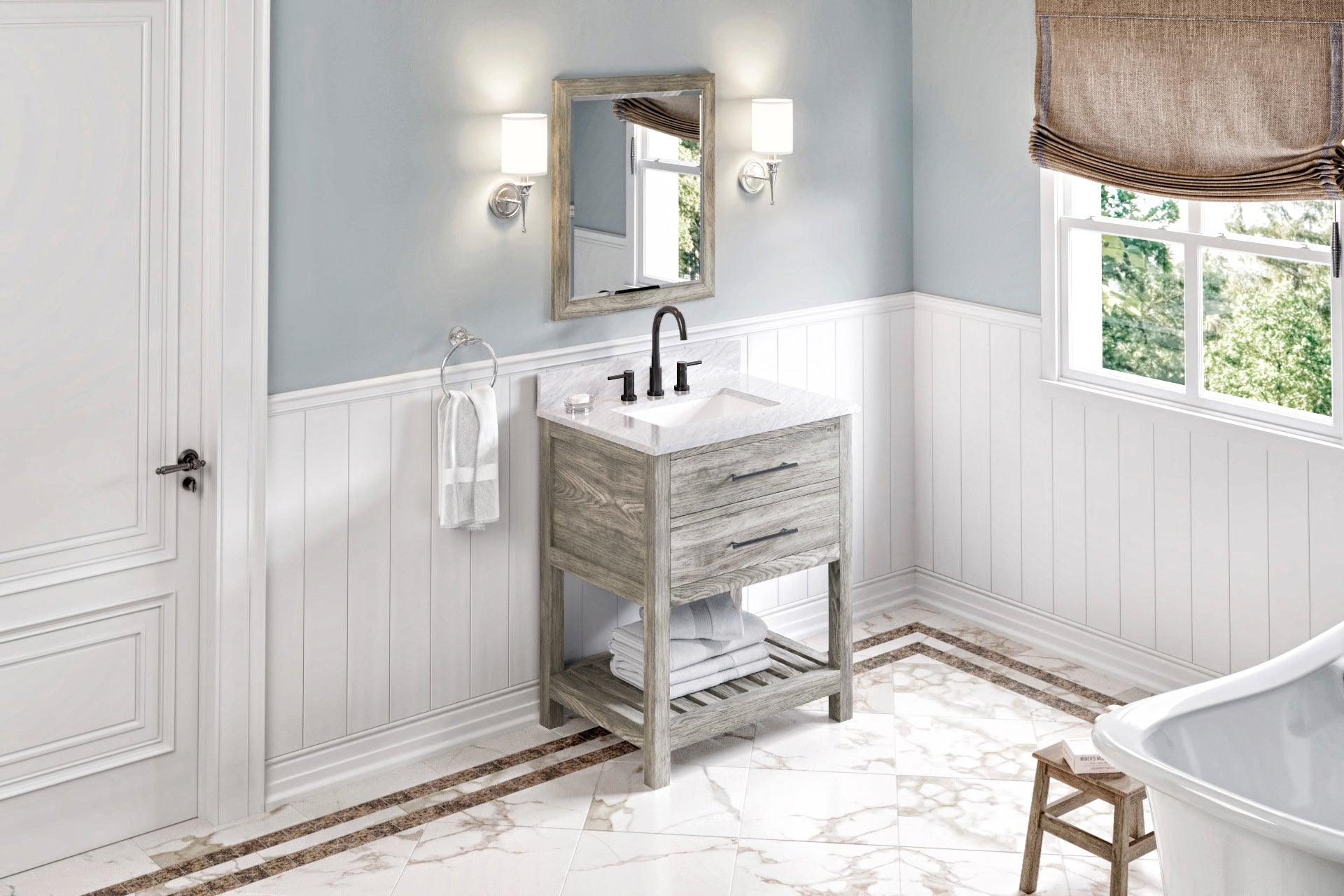 30" Weathered Grey Wavecrest Vanity | KitchBath