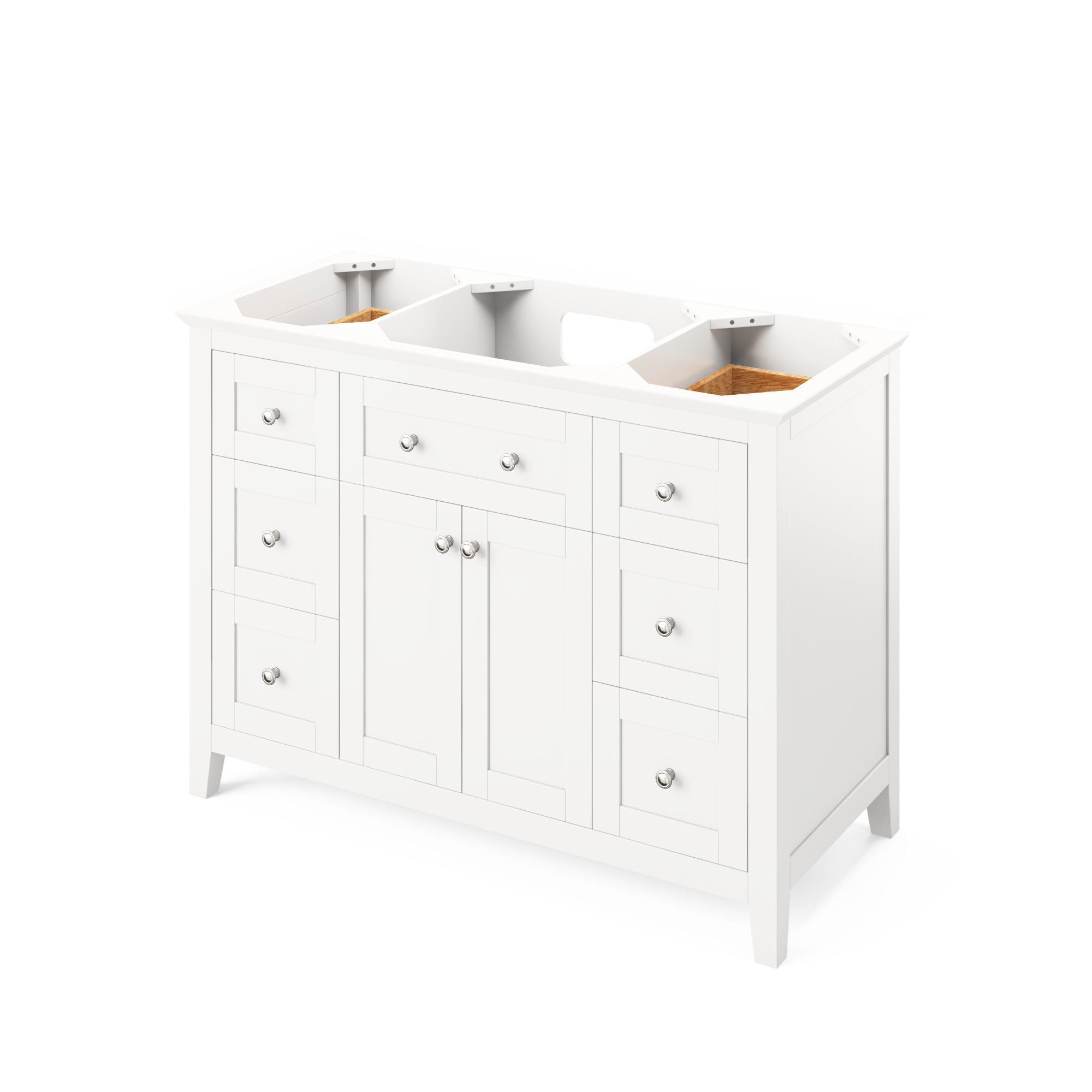 48" White Chatham Vanity, White Carrara Marble Vanity Top, undermount rectangle bowl | KitchBath