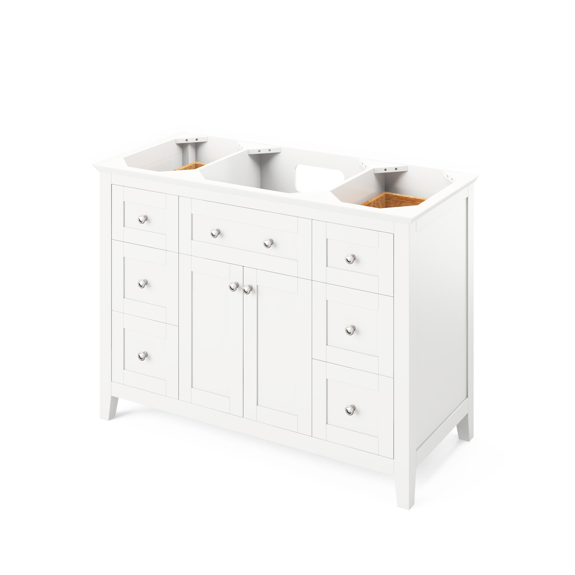 48" White Chatham Vanity, White Carrara Marble Vanity Top, undermount rectangle bowl | KitchBath