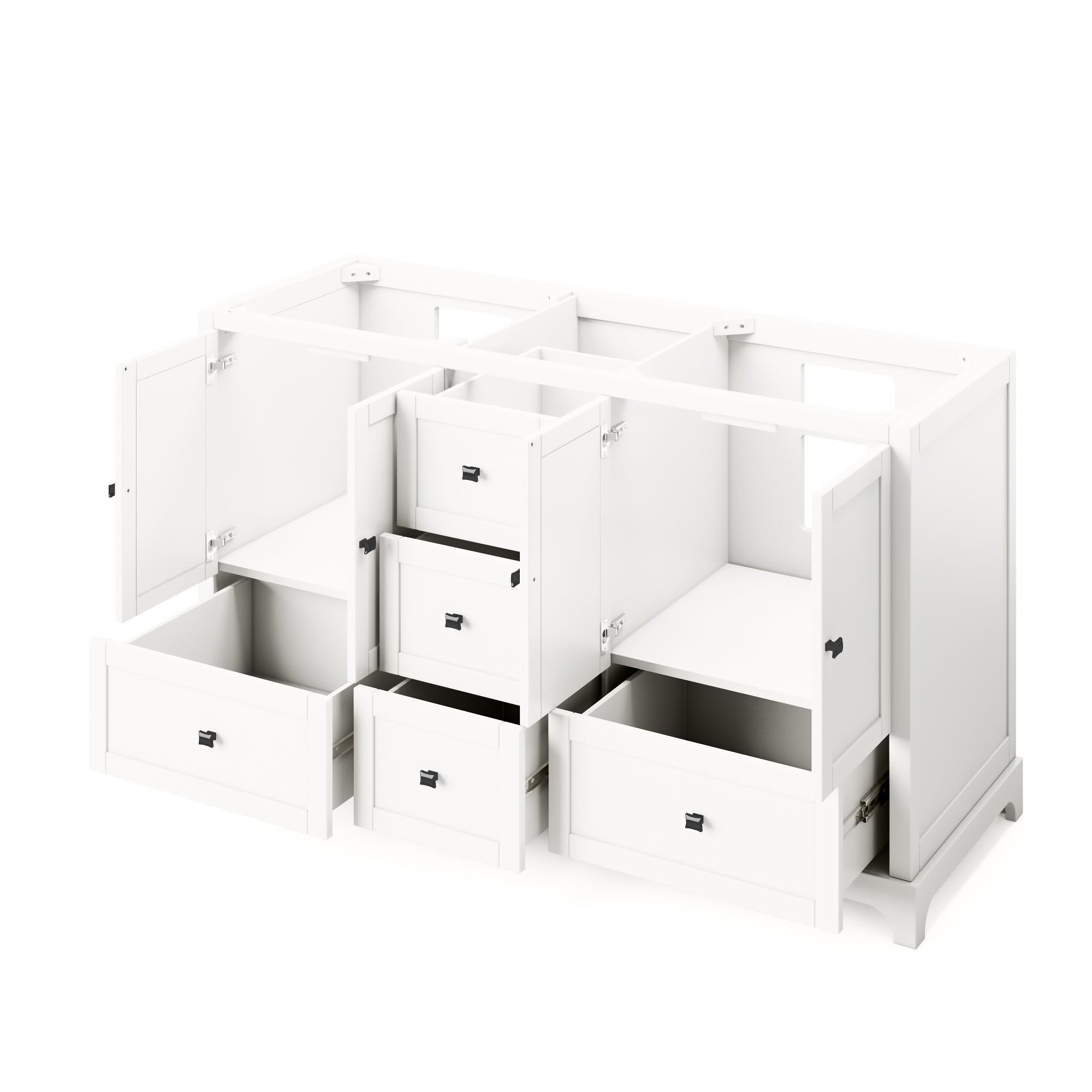 60" White Addington Vanity, double bowl, Calacatta Vienna Quartz Vanity Top, two undermount rectangle bowls | KitchBath