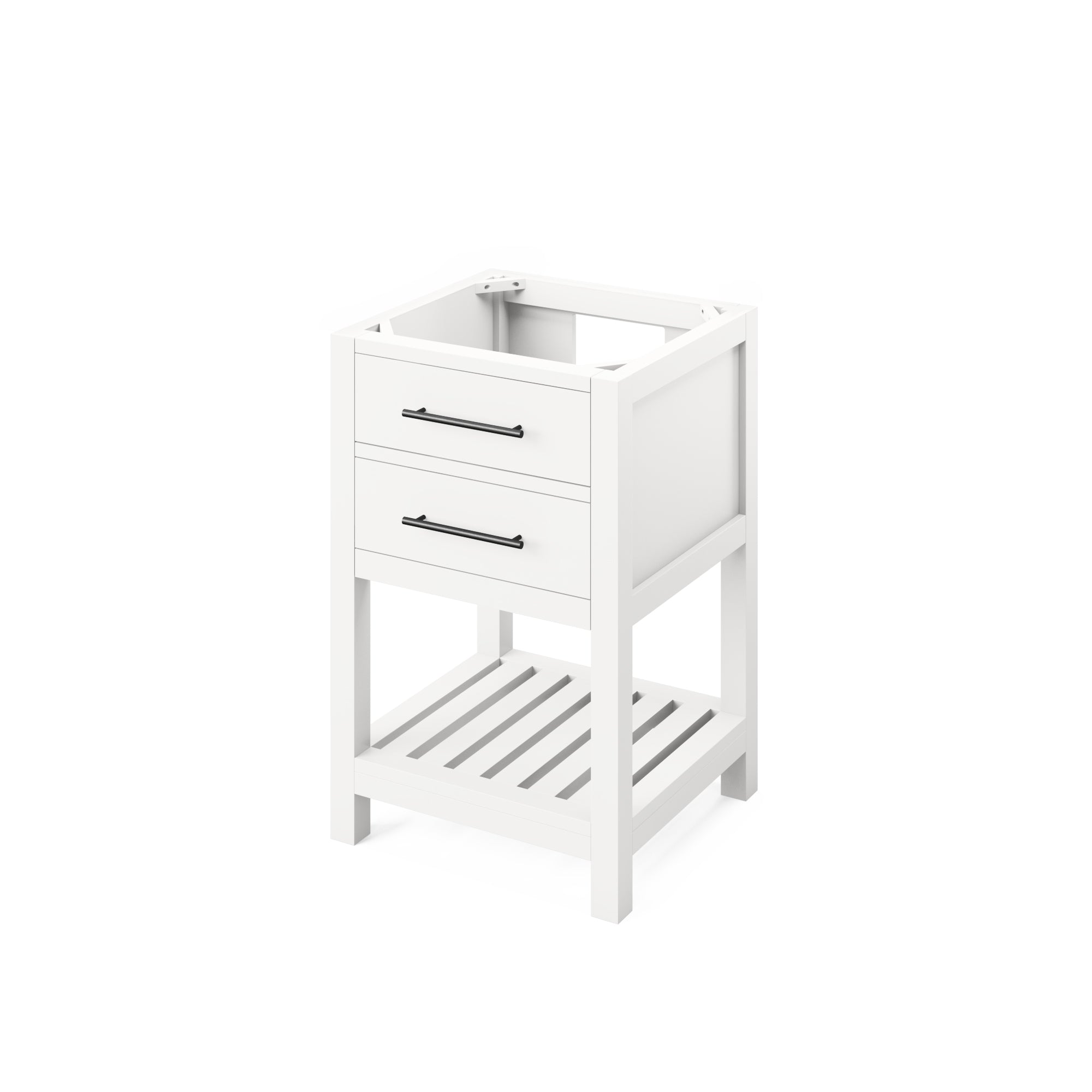 24" White Wavecrest Vanity, White Carrara Marble Vanity Top, undermount rectangle bowl | KitchBath