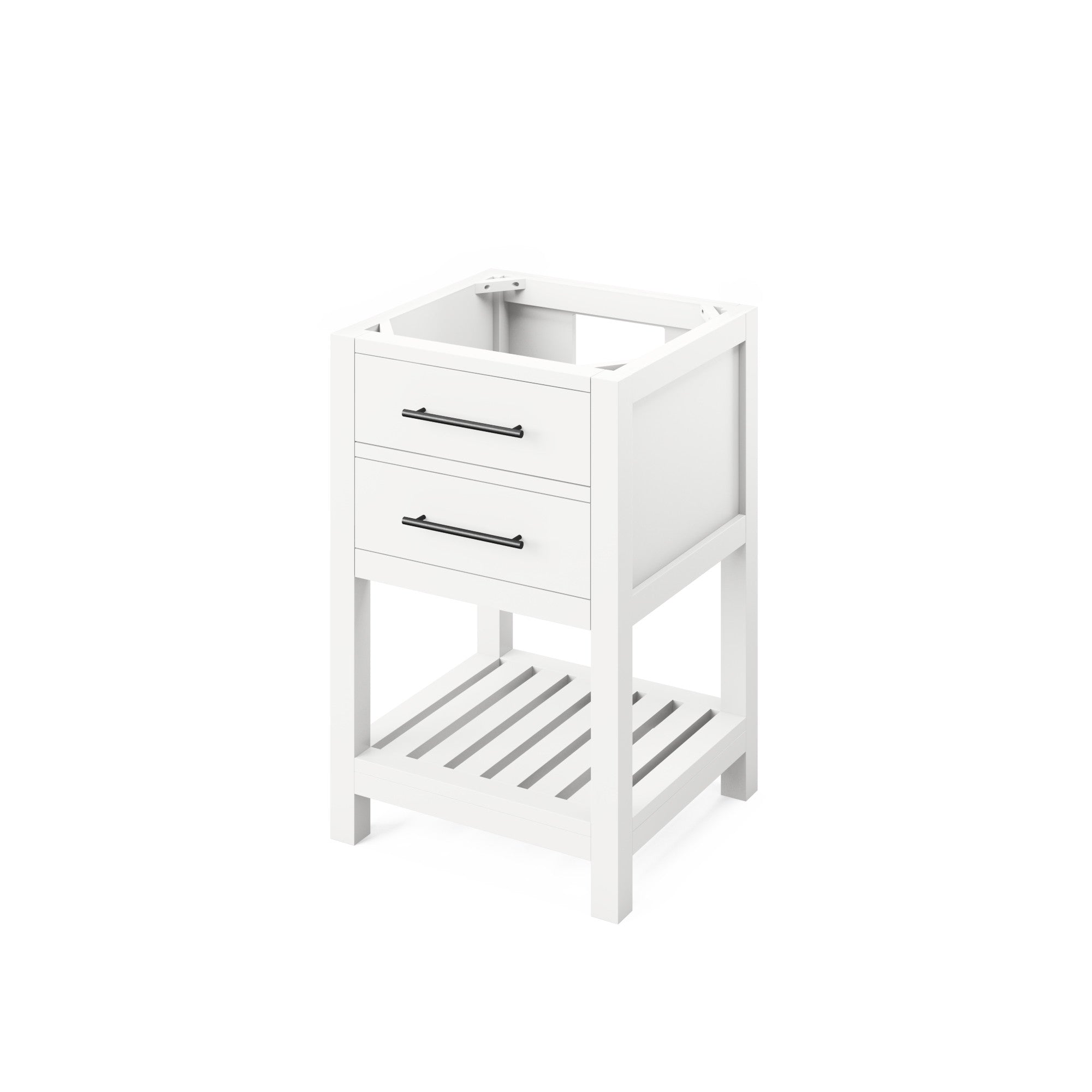 24" White Wavecrest Vanity, White Carrara Marble Vanity Top, undermount rectangle bowl | KitchBath