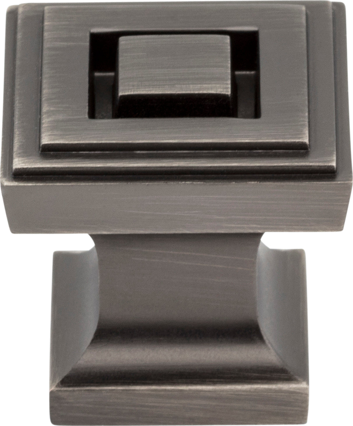 1" Overall Length Brushed Pewter Square Delmar Cabinet Knob | KitchBath