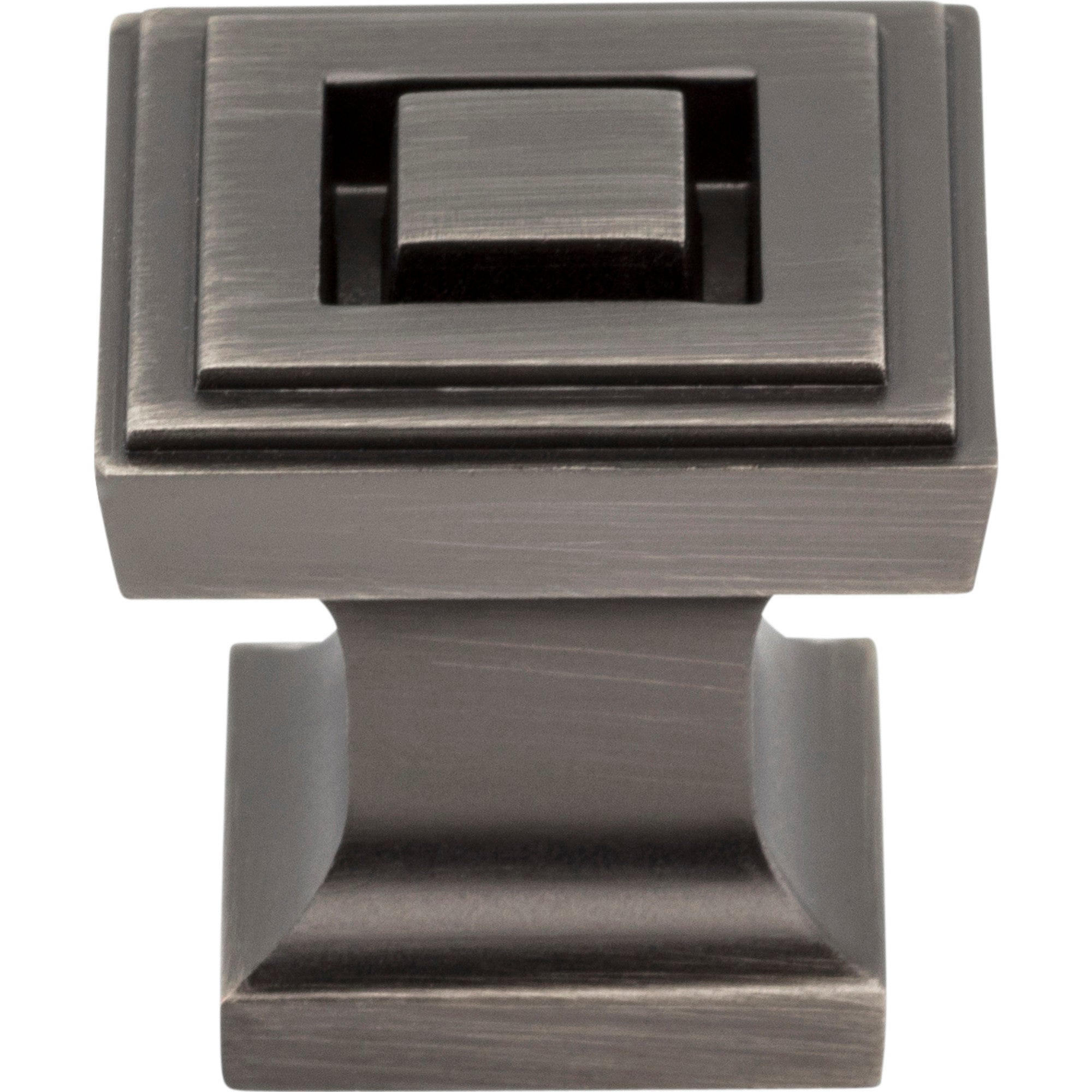 1" Overall Length Brushed Pewter Square Delmar Cabinet Knob | KitchBath