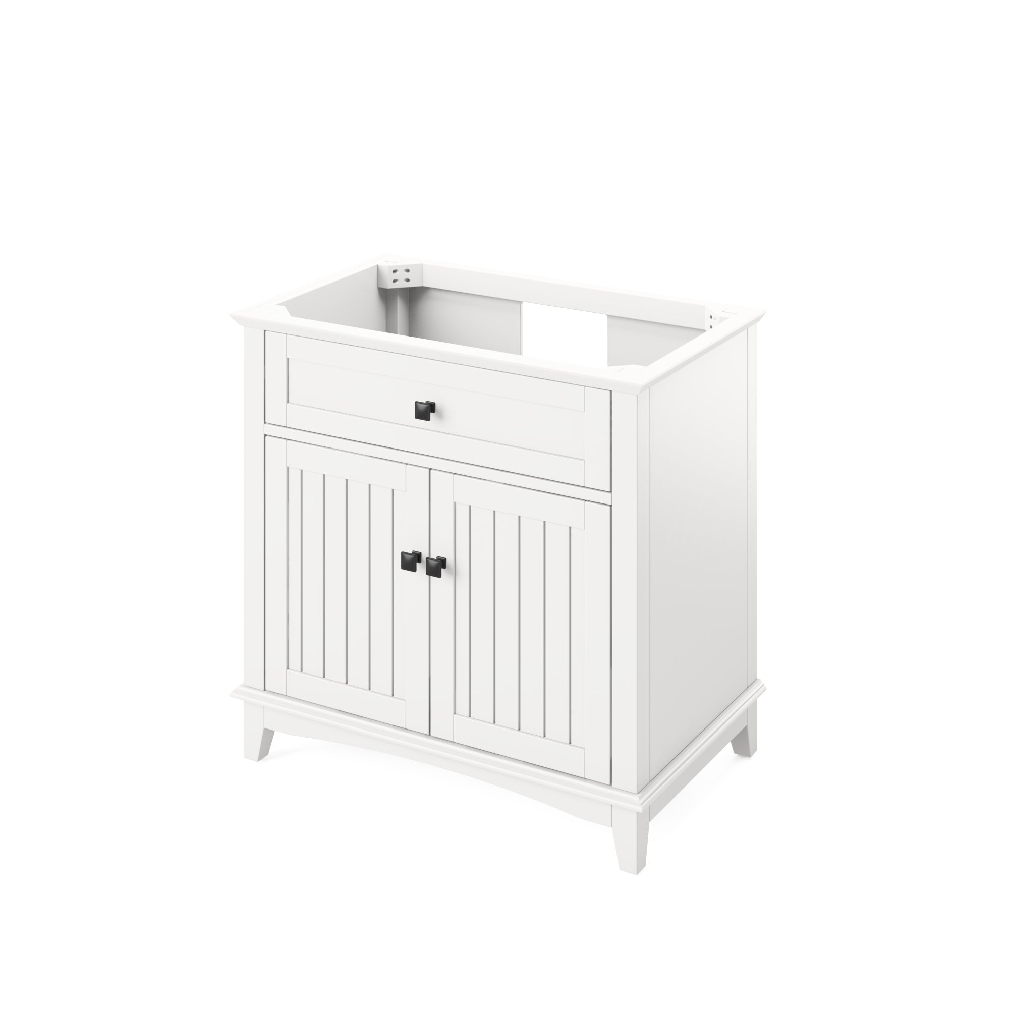 36" White Savino Vanity, Black Granite Vanity Top, undermount rectangle bowl | KitchBath