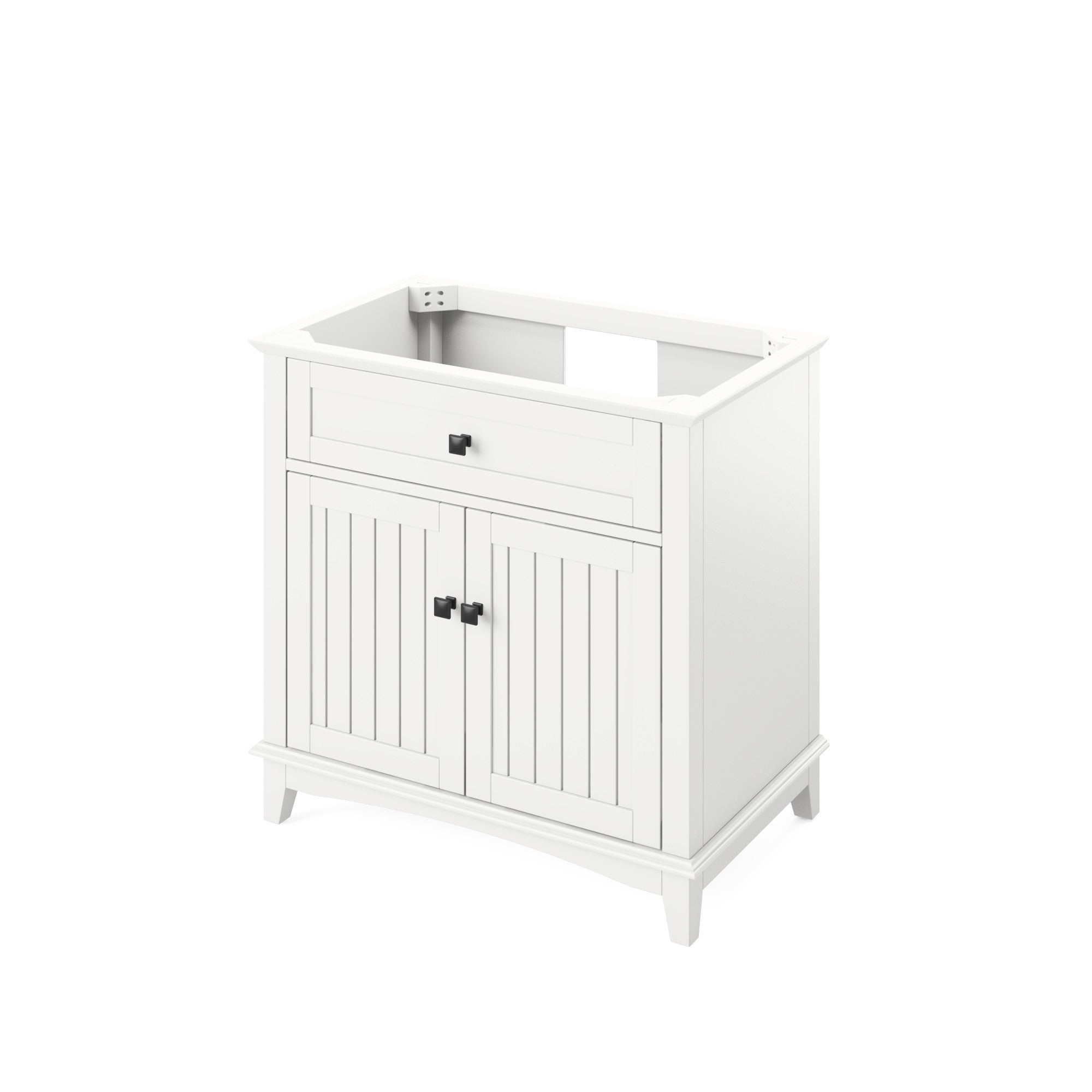 36" White Savino Vanity, Boulder Cultured Marble Vanity Top, undermount rectangle bowl | KitchBath