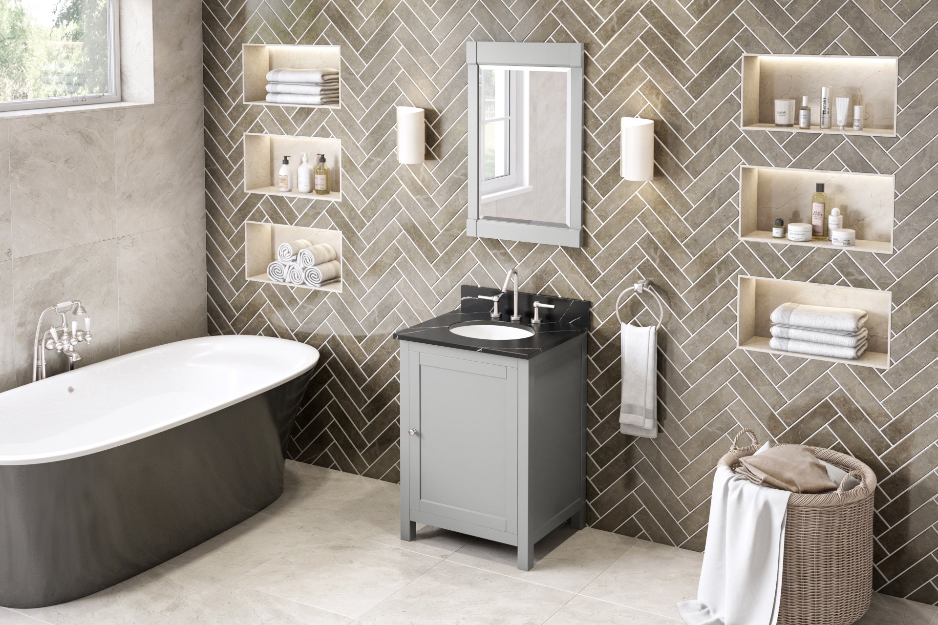 24" Grey Astoria Vanity | KitchBath