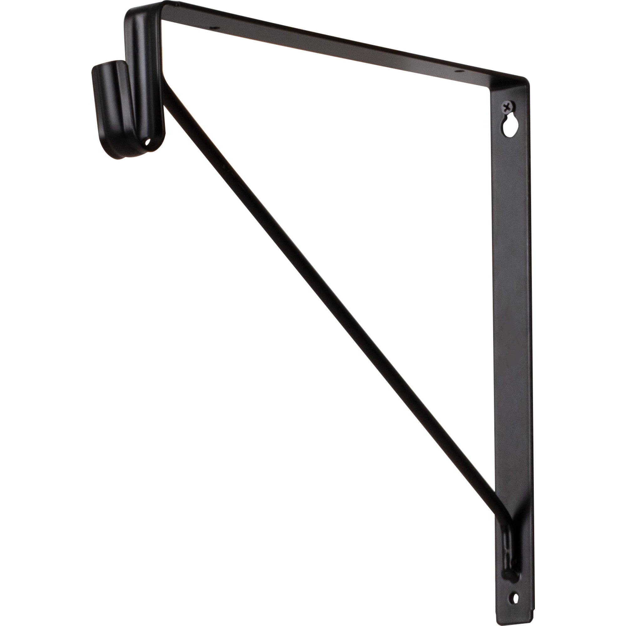 Matte Black Shelf Bracket with Rod Support for Oval Closet Rods